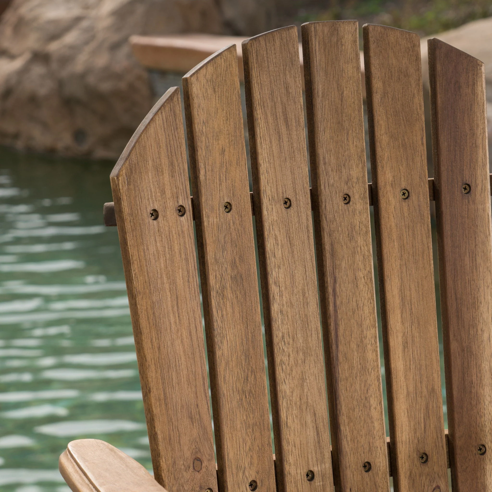 Outdoor Acacia Wood Adirondack Barstools (Set of 2) - Image 3
