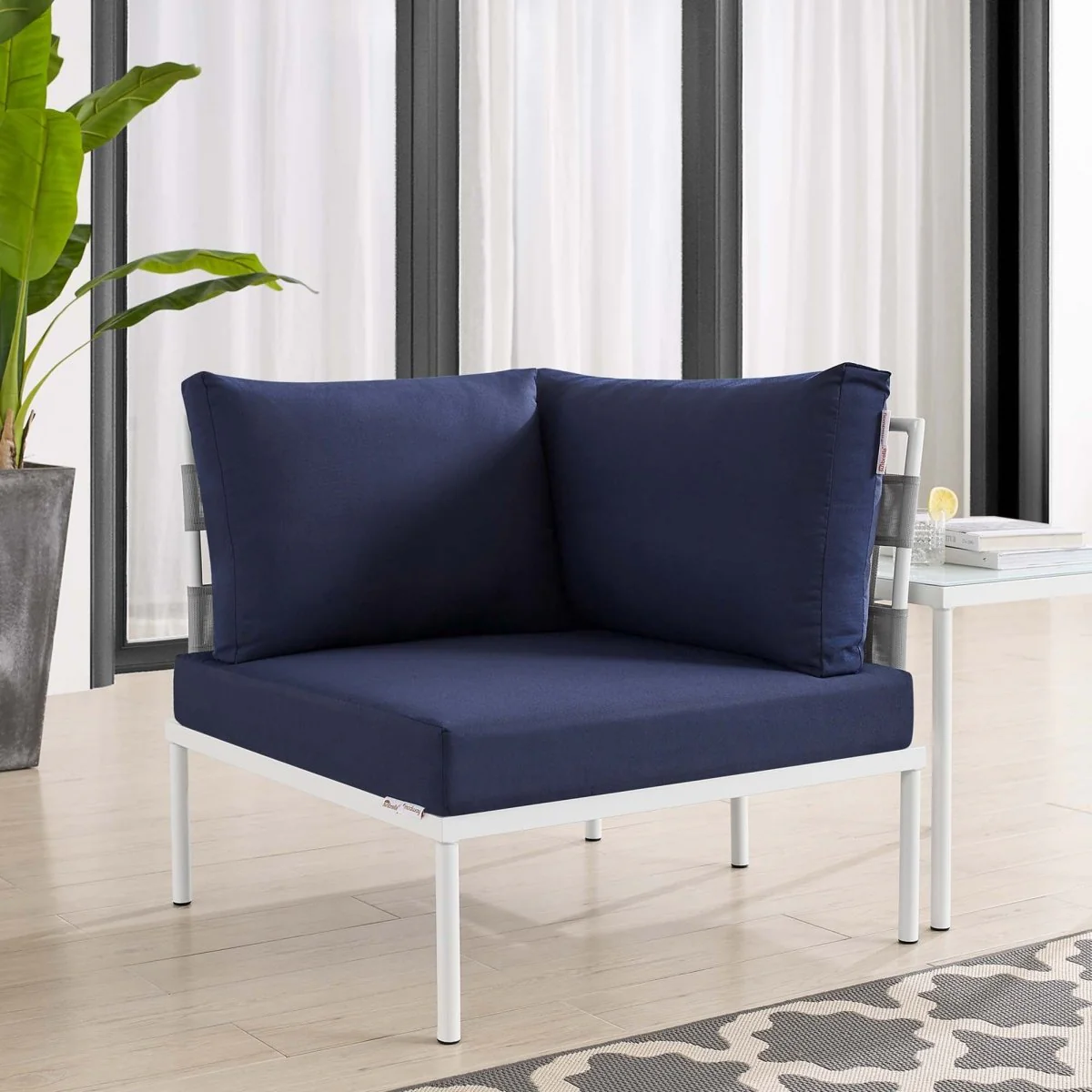 Outdoor Aluminum Corner Chair with Sunbrella® Fabric — Durable All-Weather Seating - Image 7