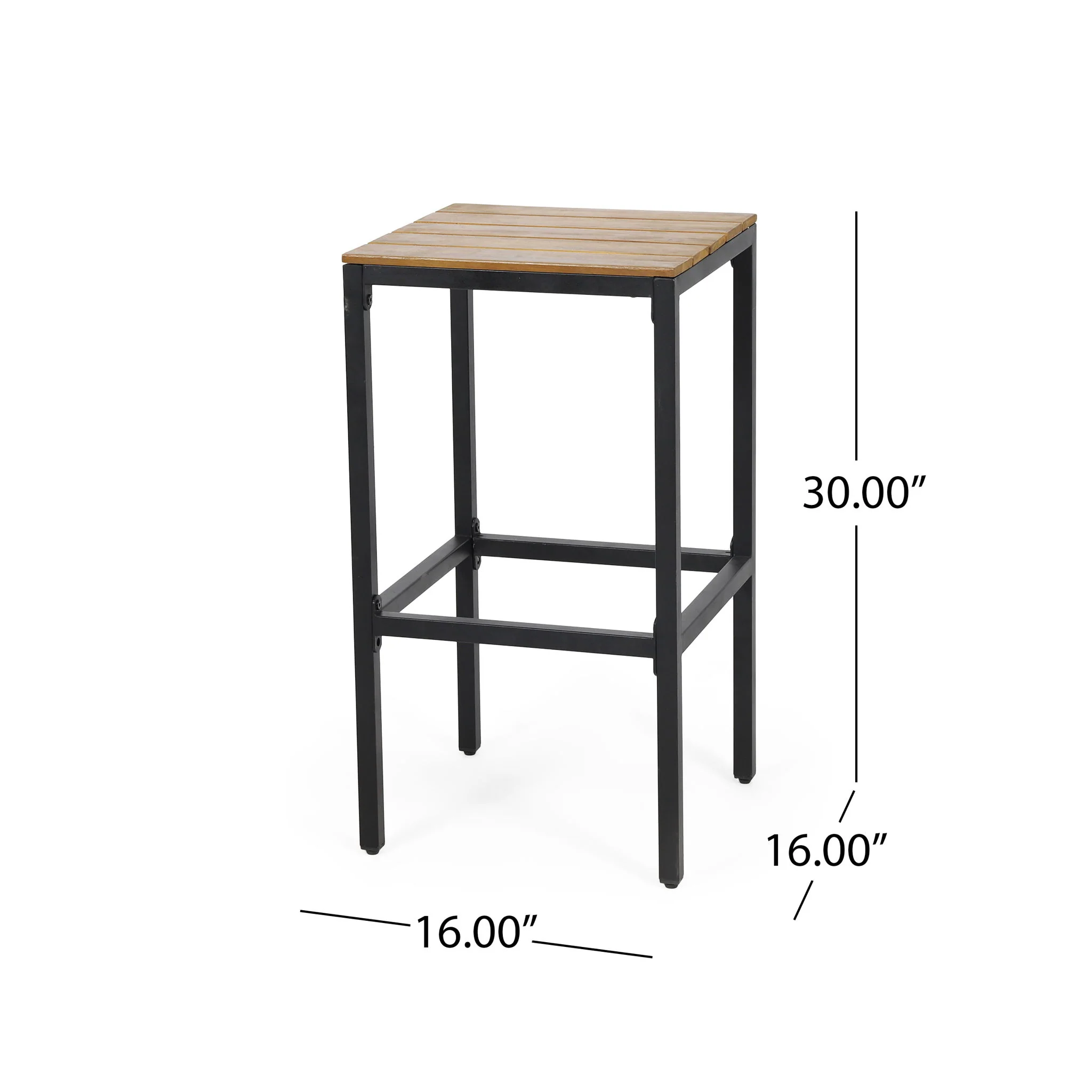 Outdoor Bar Stool With Slat Design And Metal Frame (Set of 2) - Image 9
