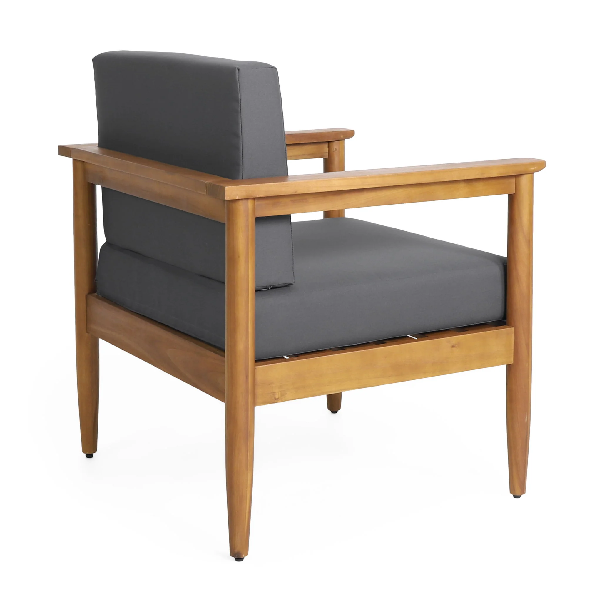 Outdoor Club Chair, Patio Chair With Teak Acacia Wood Frame - Dark Gray - Image 5