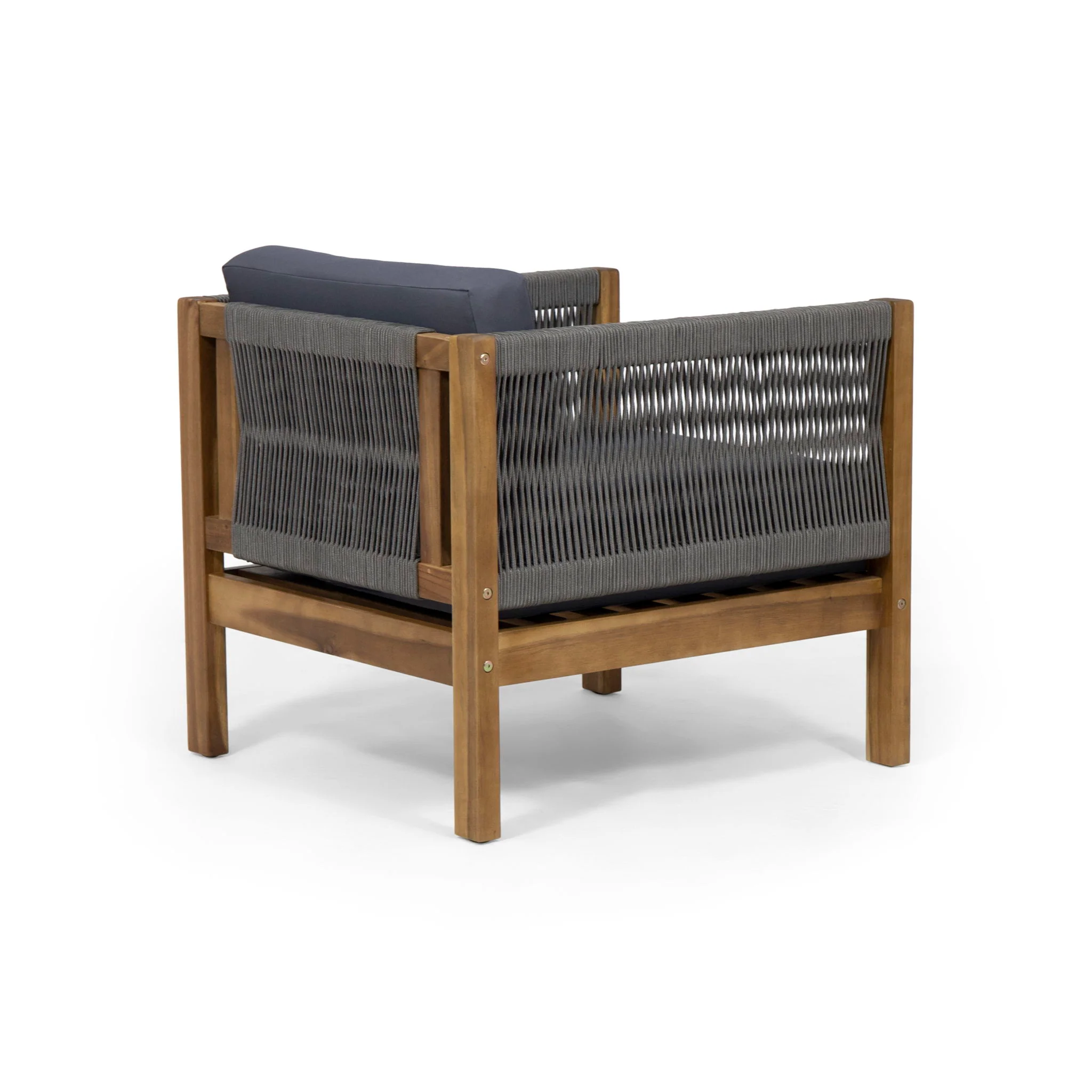 Outdoor Club Chair With Rattan Rope Wave - Dark Gray - Image 3