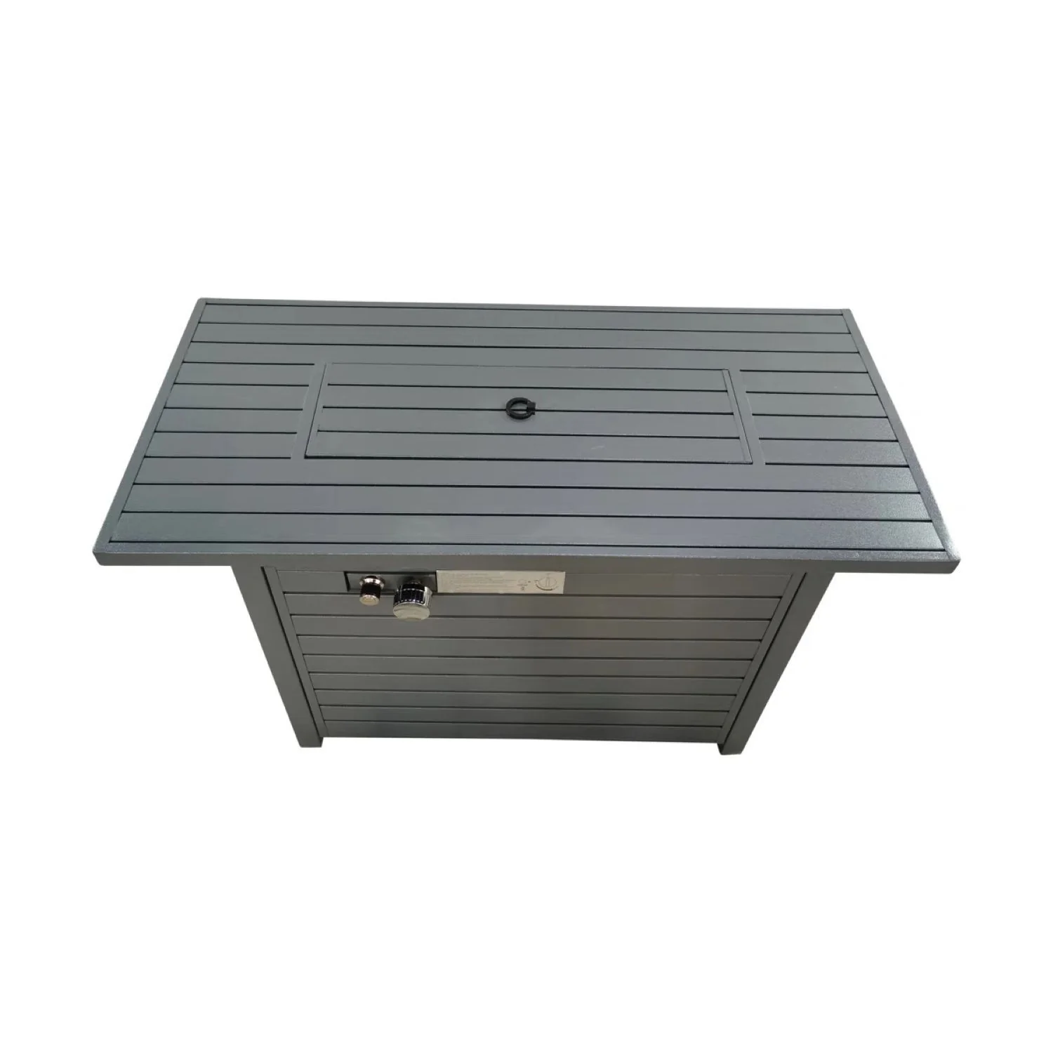 Outdoor Fire Pit Table With Lid, Durable Construction - Gray - Image 3