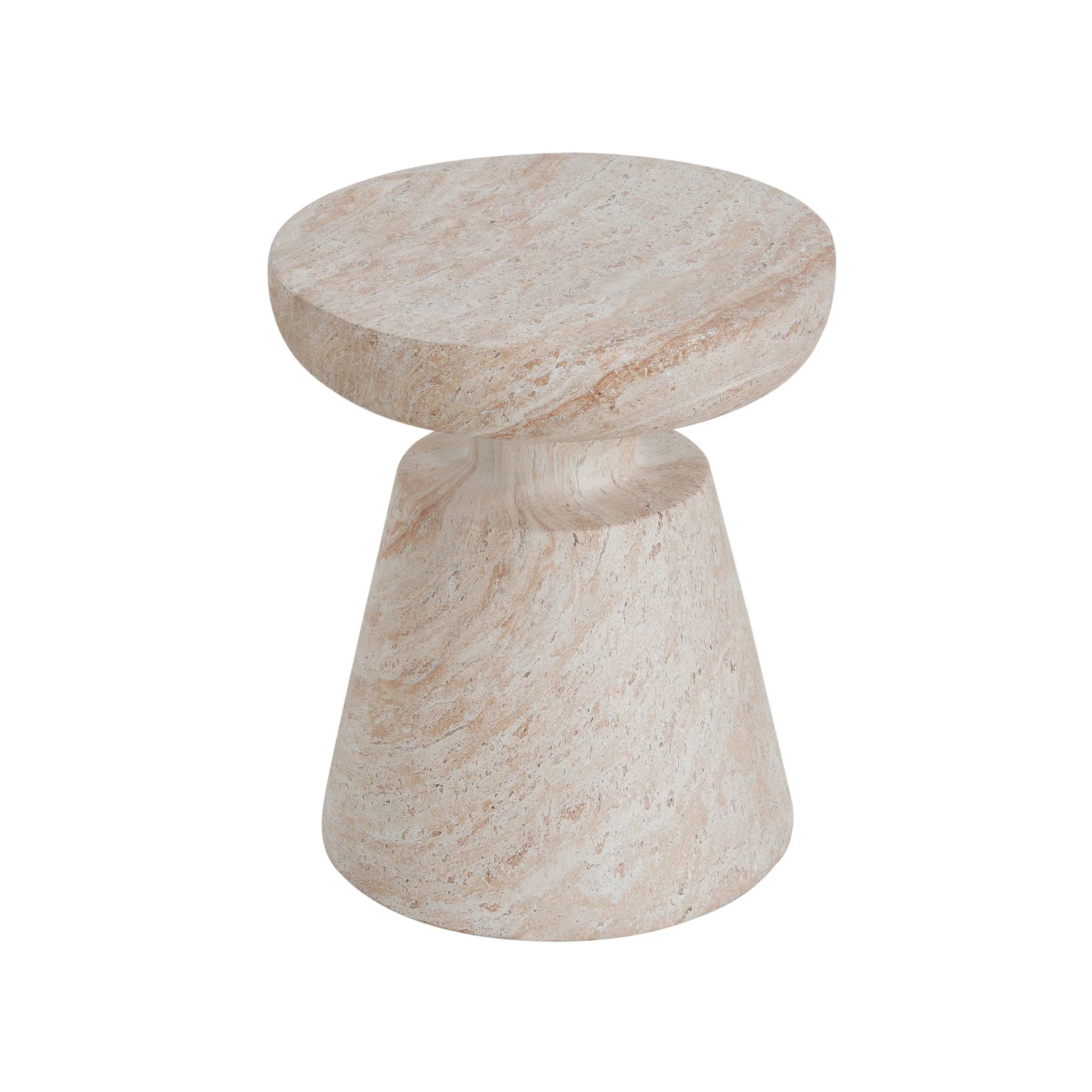 Outdoor / Indoor Lightweight Concrete Side Table, Travertine - Beige - Image 4
