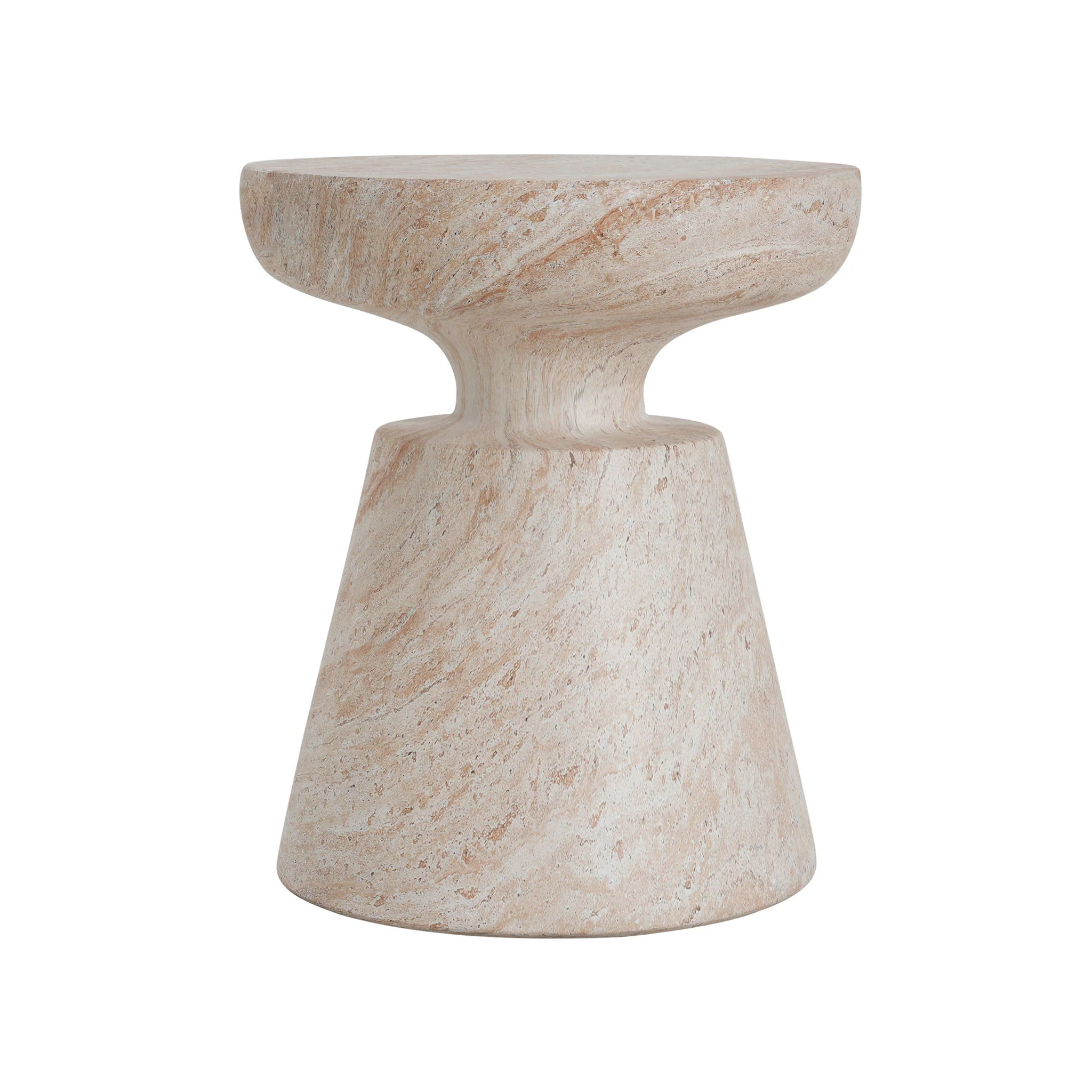 Outdoor / Indoor Lightweight Concrete Side Table, Travertine - Beige - Image 5