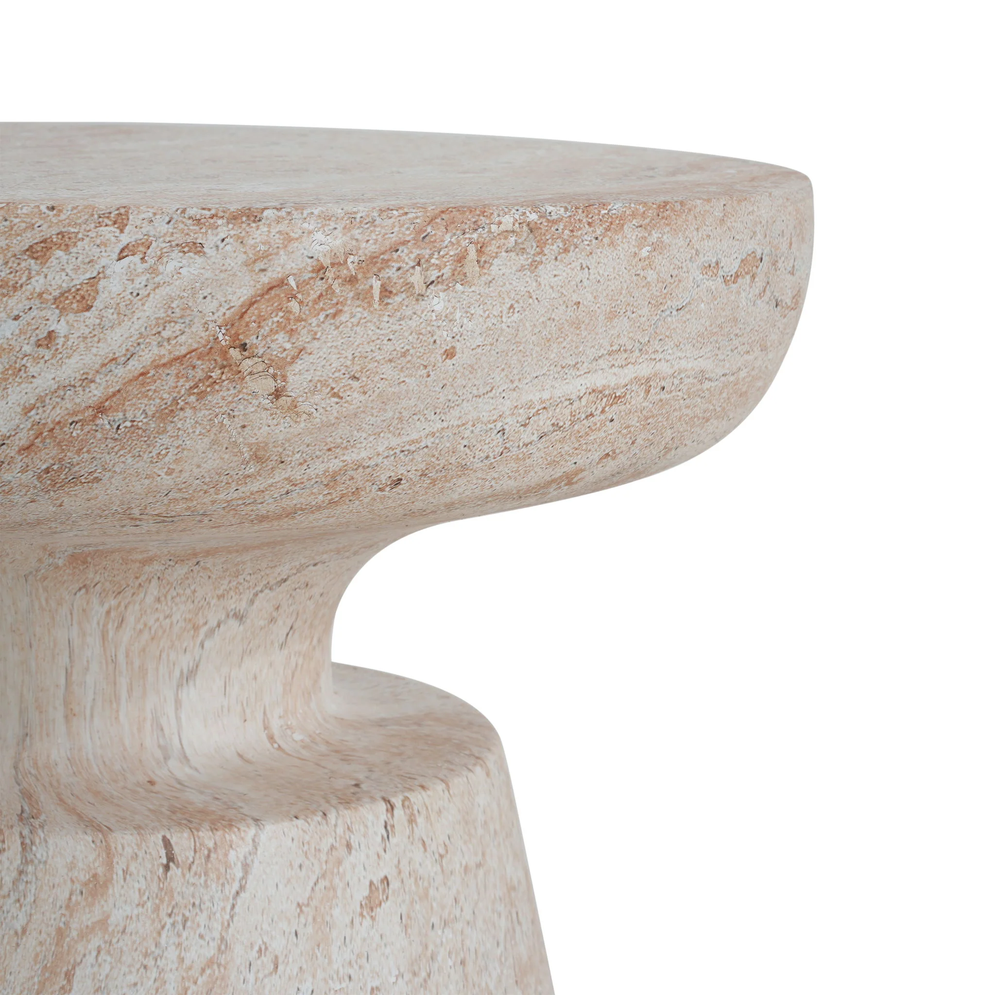 Outdoor / Indoor Lightweight Concrete Side Table, Travertine - Beige - Image 7