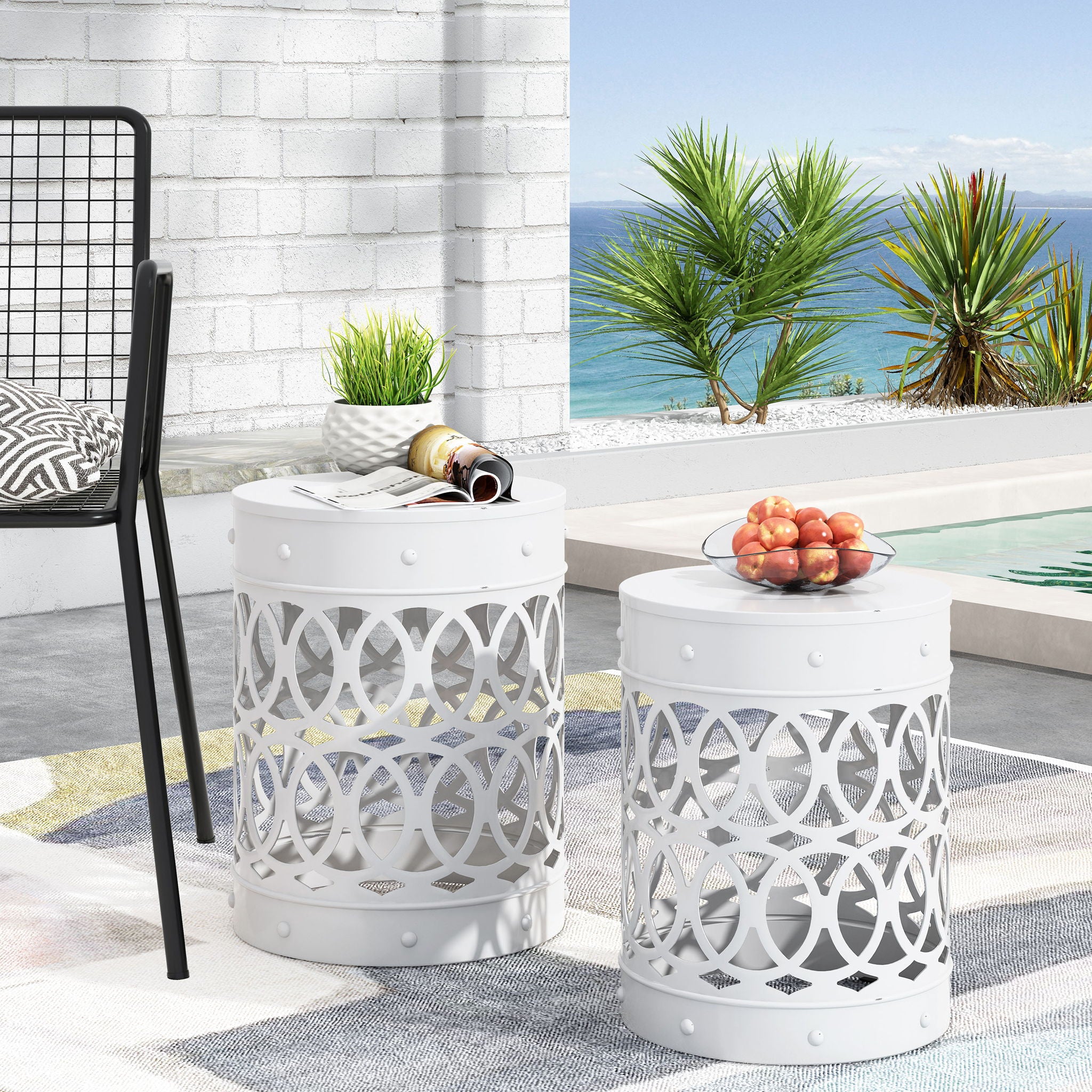 Outdoor Metal S/2 End Table - Image 24