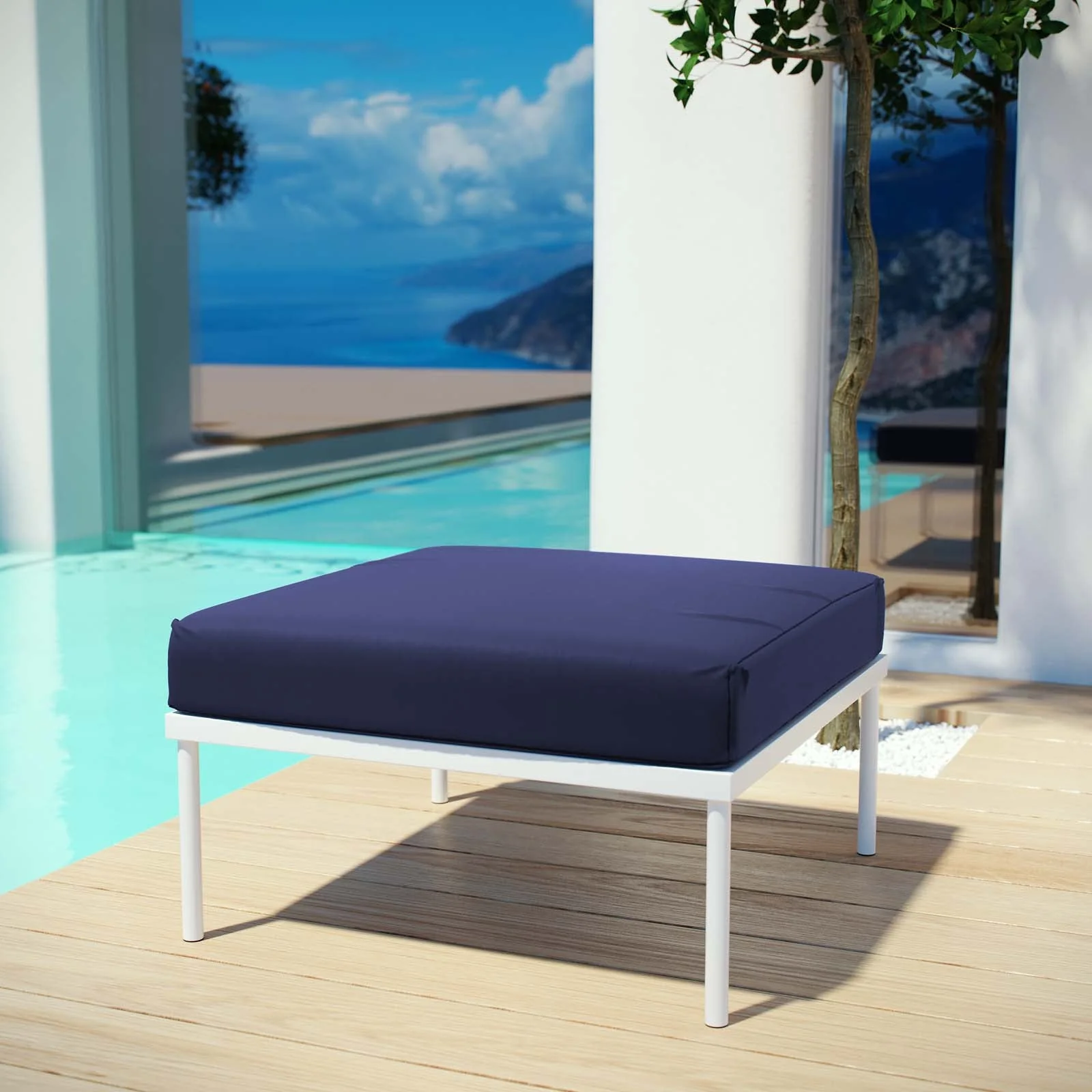 Outdoor Patio Aluminum Ottoman - Durable Weather-Resistant Modern Seating Accessory - Image 8