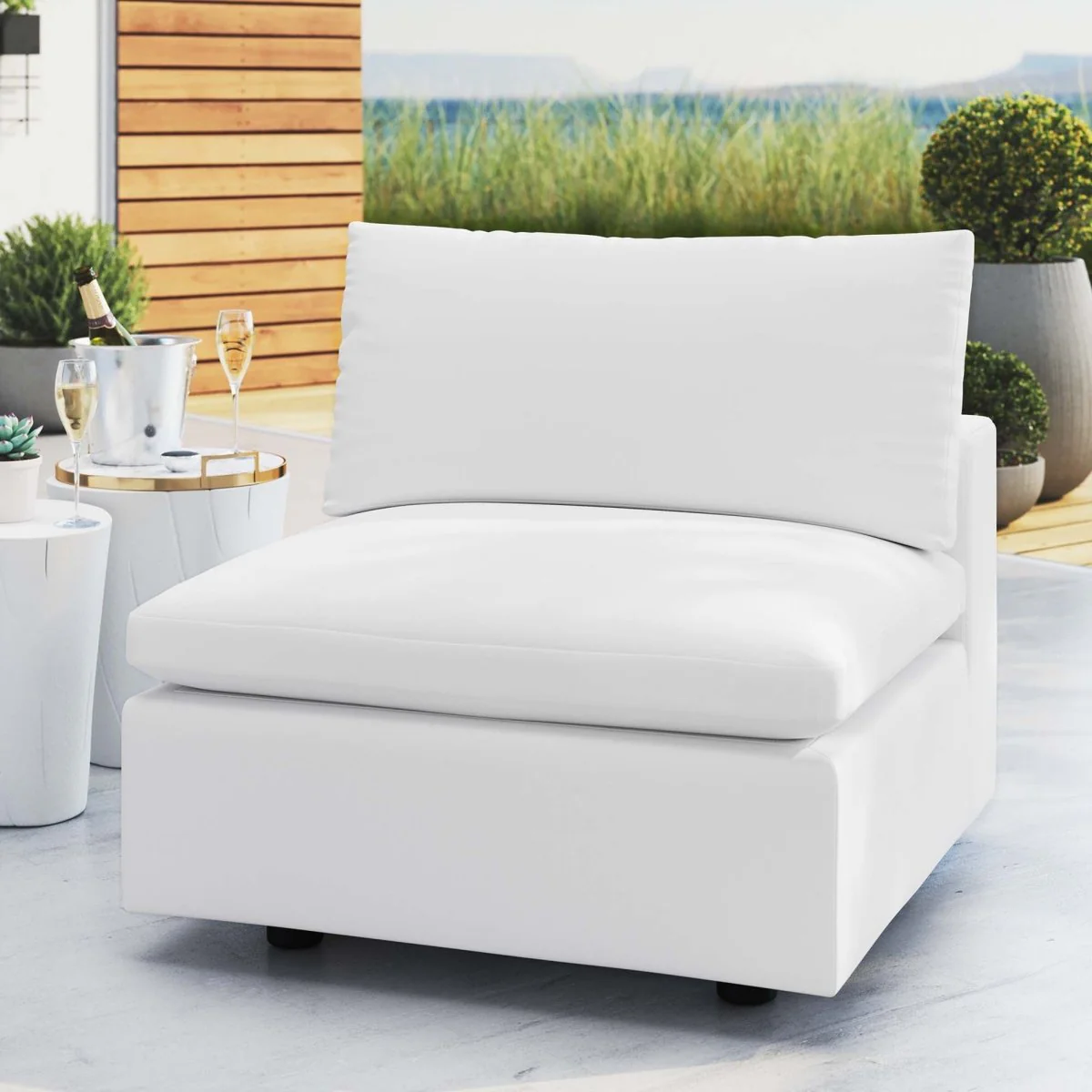 Outdoor Patio Armless Chair – Aluminum Frame with Sunbrella Fabric, Weather-Resistant - Image 8