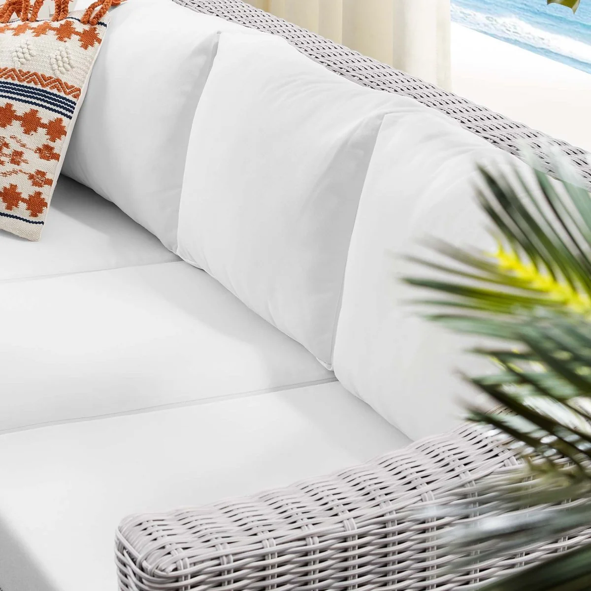 Outdoor Patio Sofa – Wicker Rattan Frame with Sunbrella Fabric Cushions - Image 4