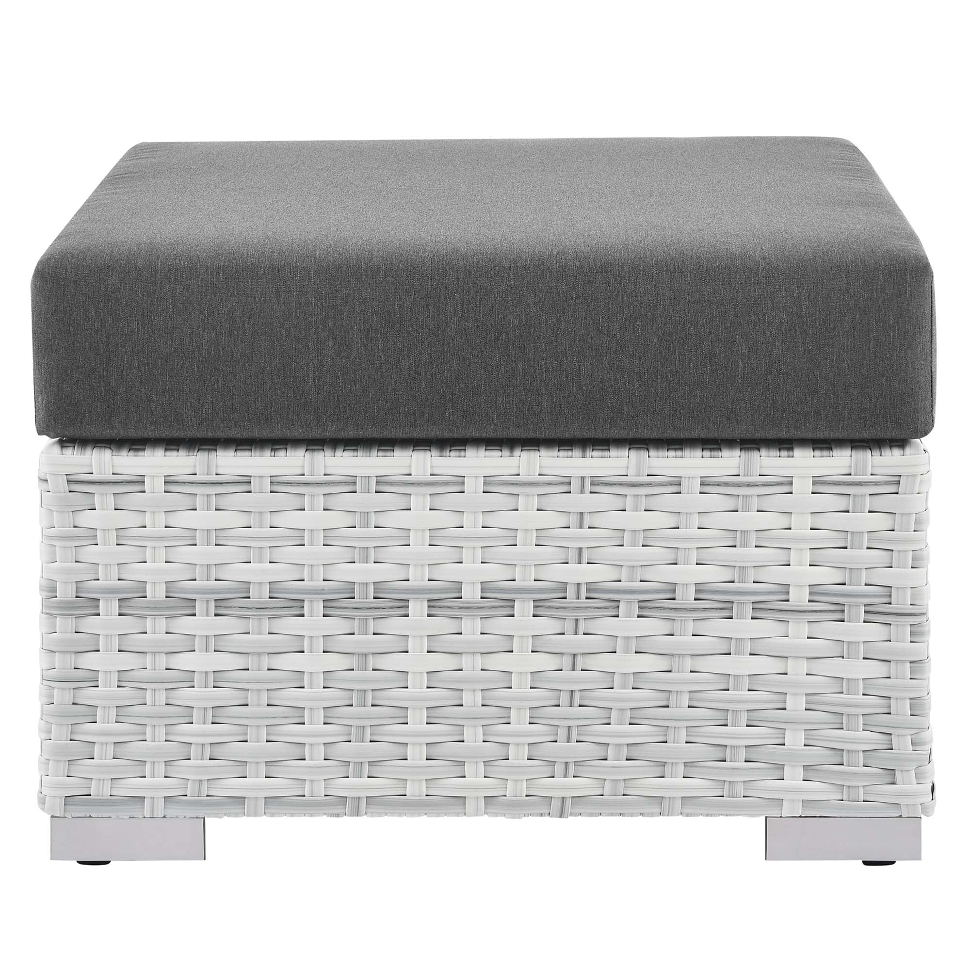 Outdoor Patio Wicker Ottoman with Cushioned Top and Weather-Resistant All-Season Design - Image 16
