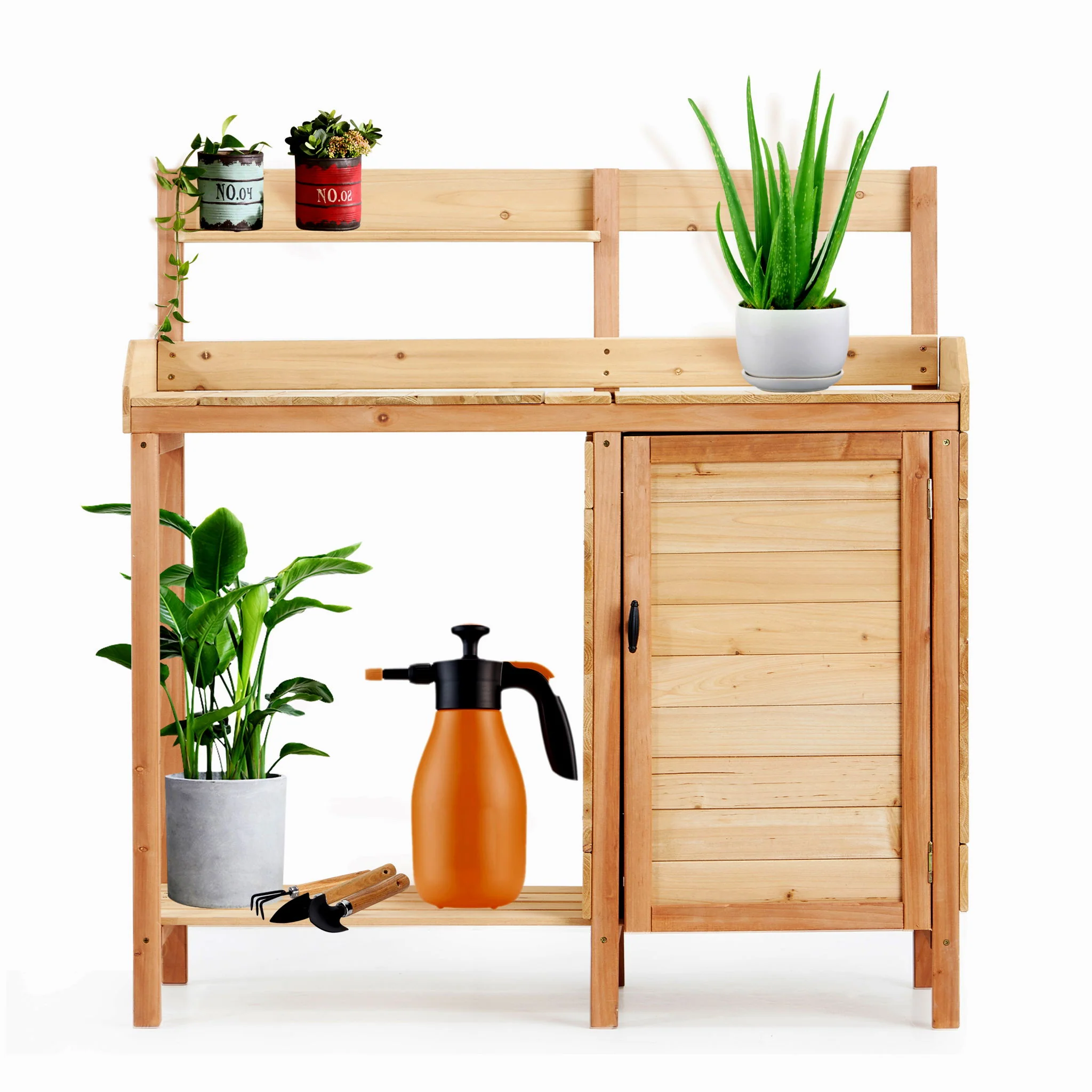 Outdoor Potting Bench Table With Sink, Garden Workstation - Image 4