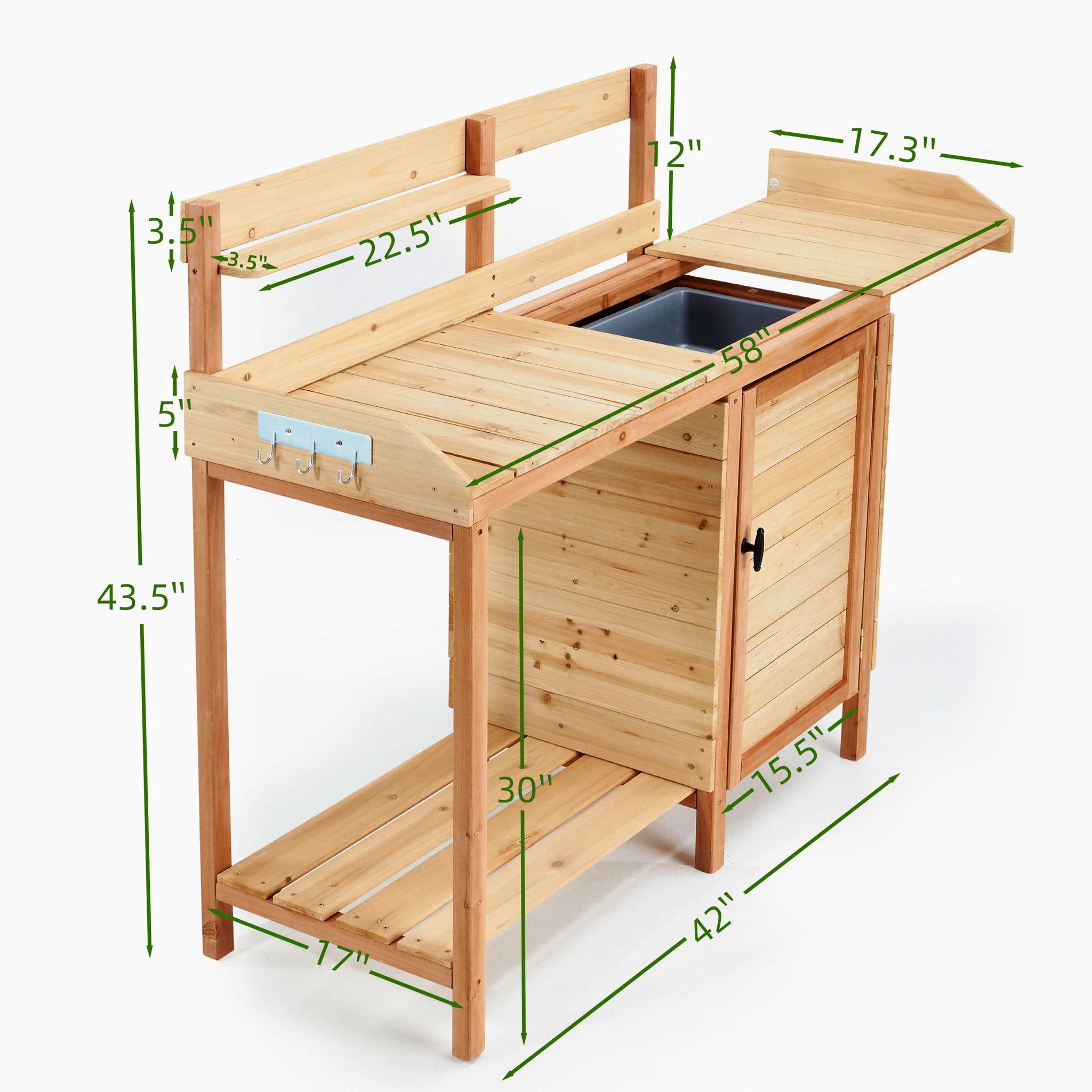 Outdoor Potting Bench Table With Sink, Garden Workstation - Image 7