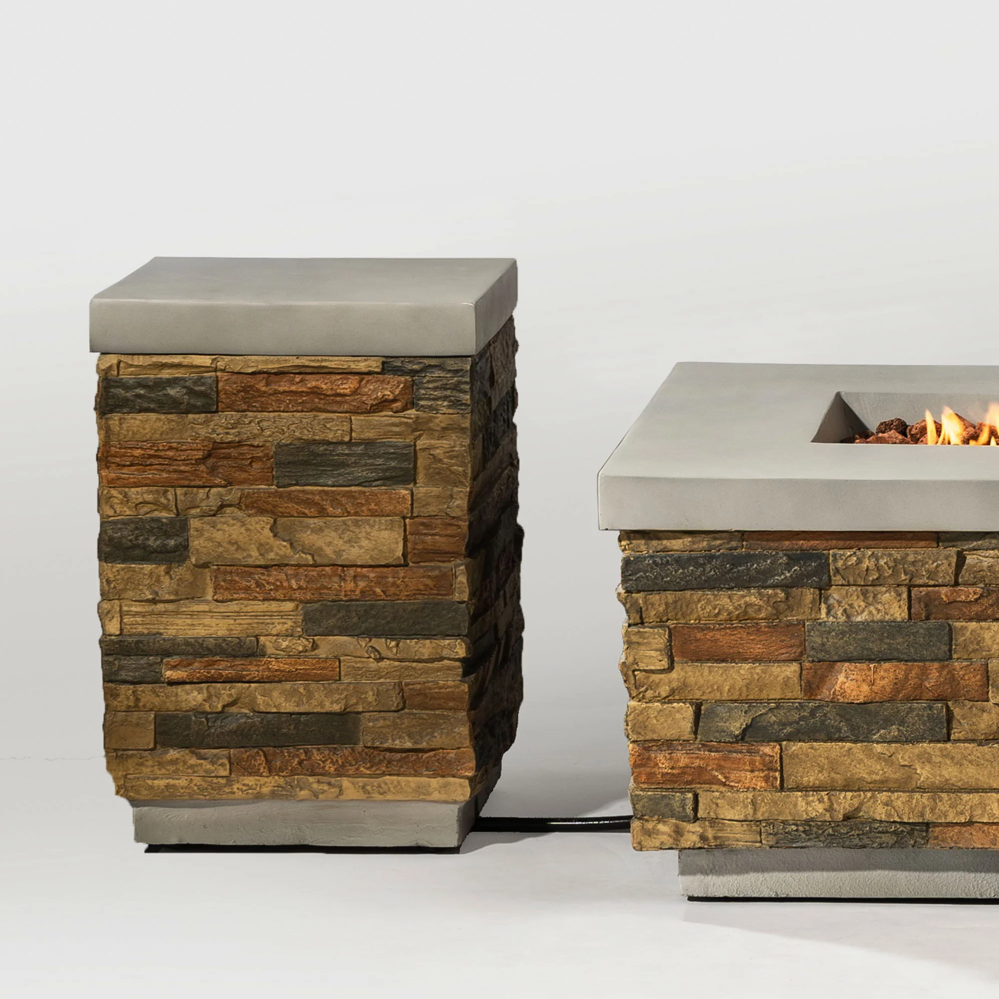 Outdoor Propane Tank Holder Fire Pit Cover Side Table - Sandstone - Image 5