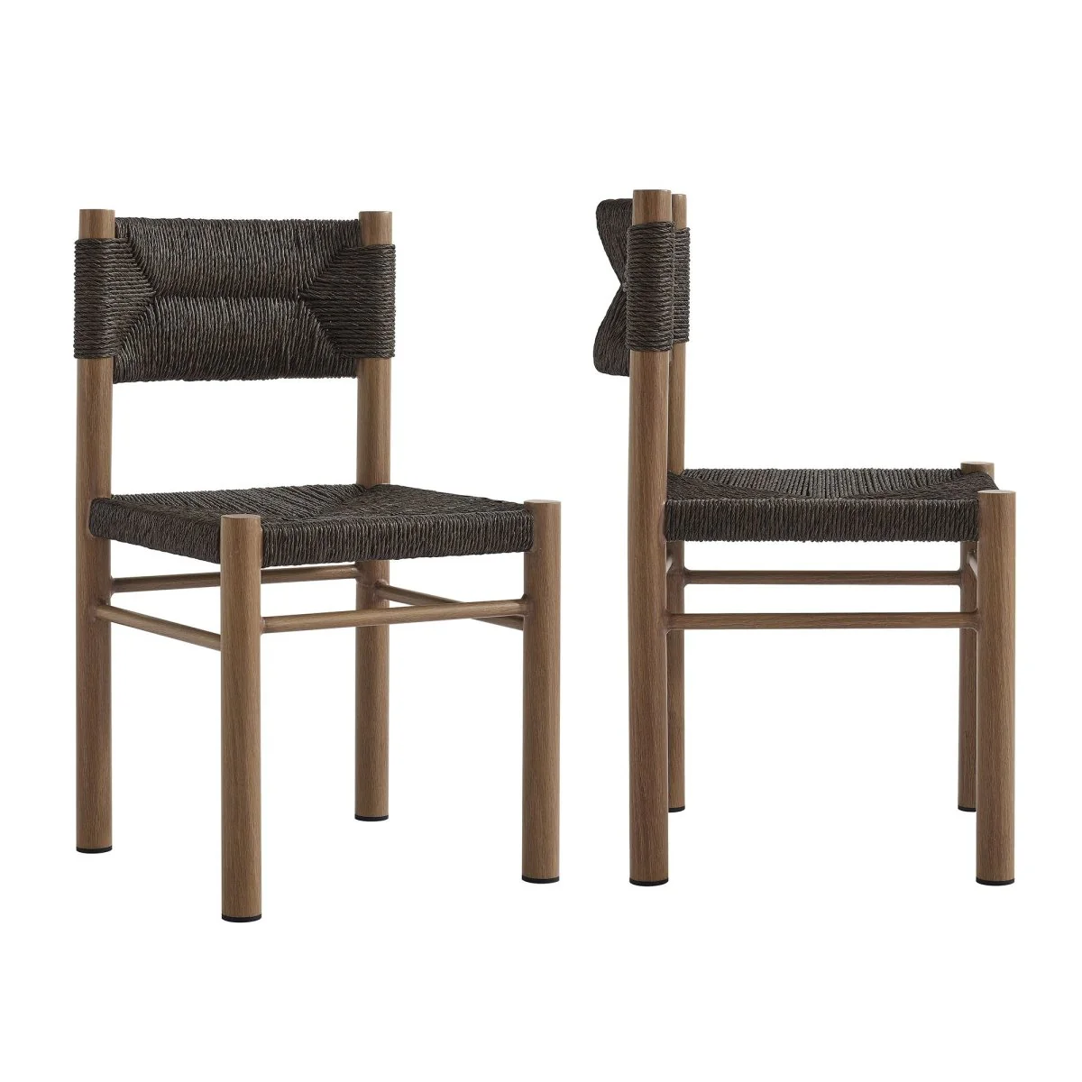 Outdoor Rattan and Aluminum Dining Side Chairs for Patio and Garden Dining
