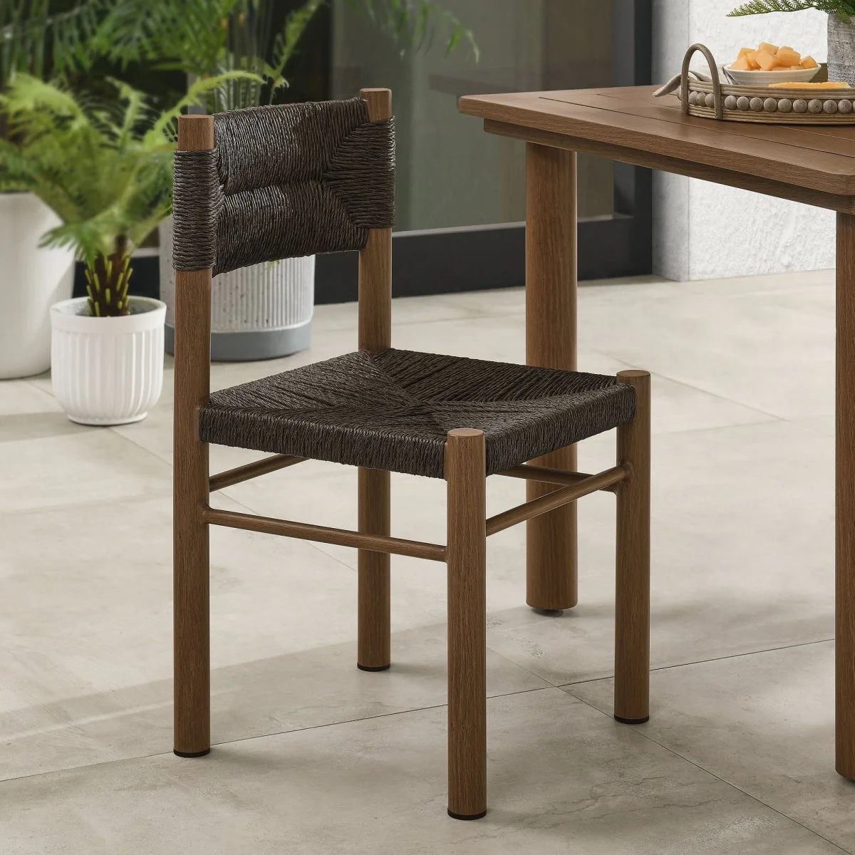 Outdoor Rattan and Aluminum Dining Side Chairs for Patio and Garden Dining - Image 4