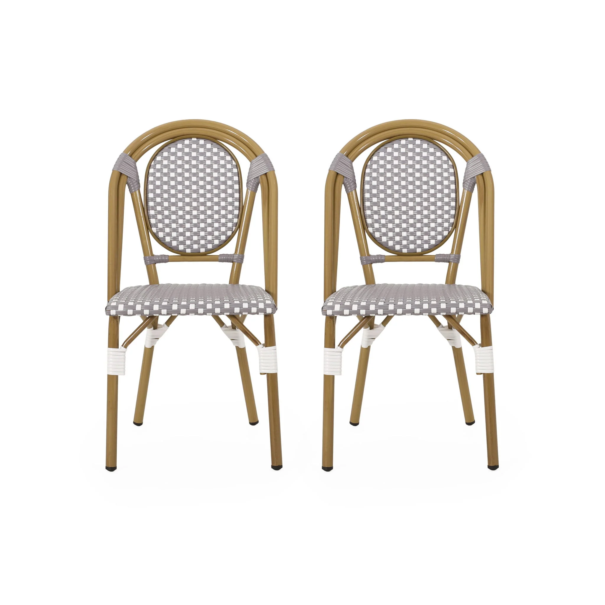 Outdoor Rattan And Aluminum French Bistro Chair Set - Image 2