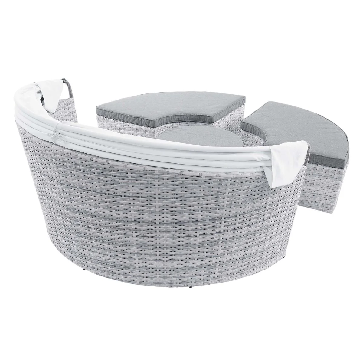 Outdoor Rattan Daybed with Canopy - Patio Wicker Lounger for Garden and Poolside Relax - Image 24
