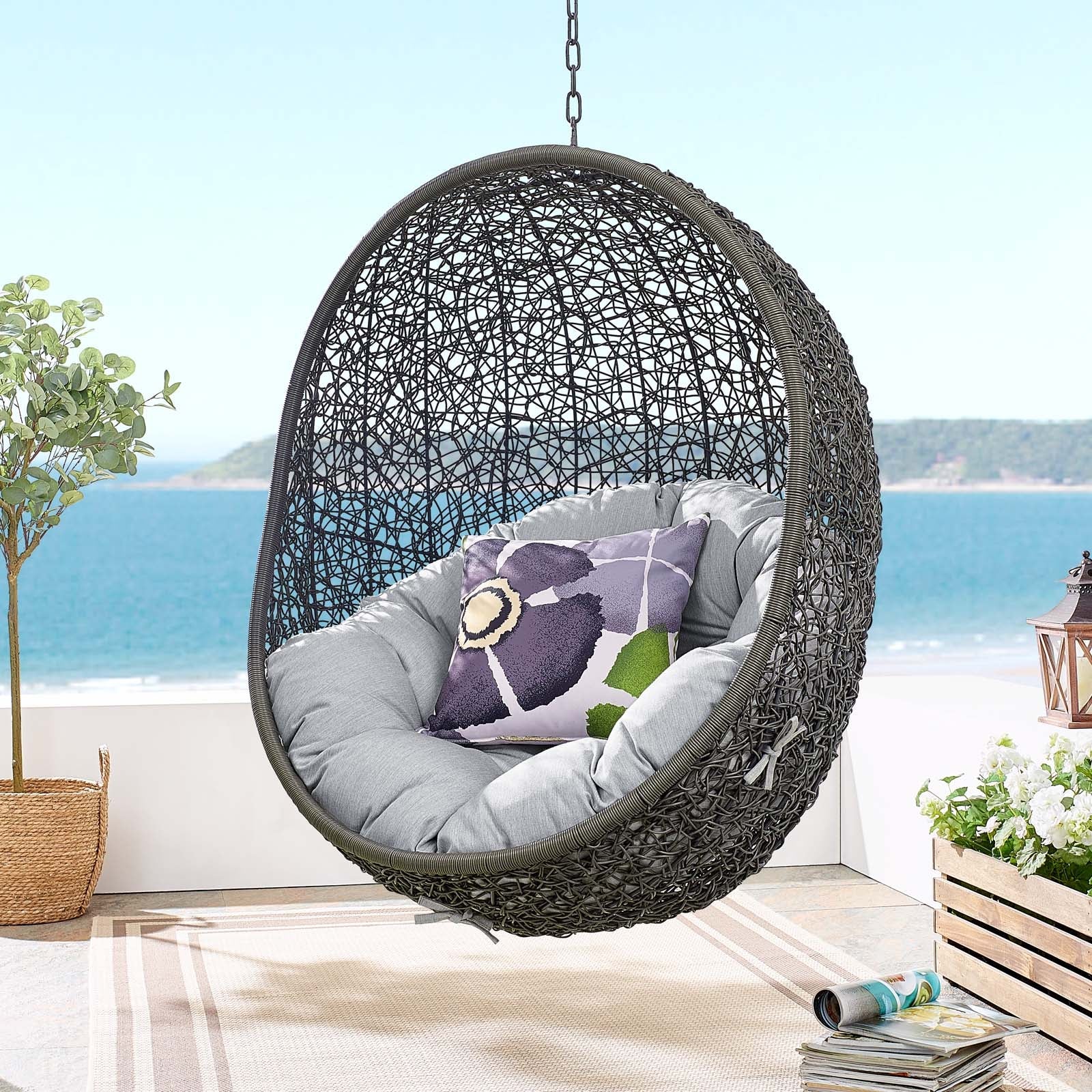 Outdoor Rattan Swing Lounge Chair, Weatherproof Patio Hanging Seat for Garden - Image 42