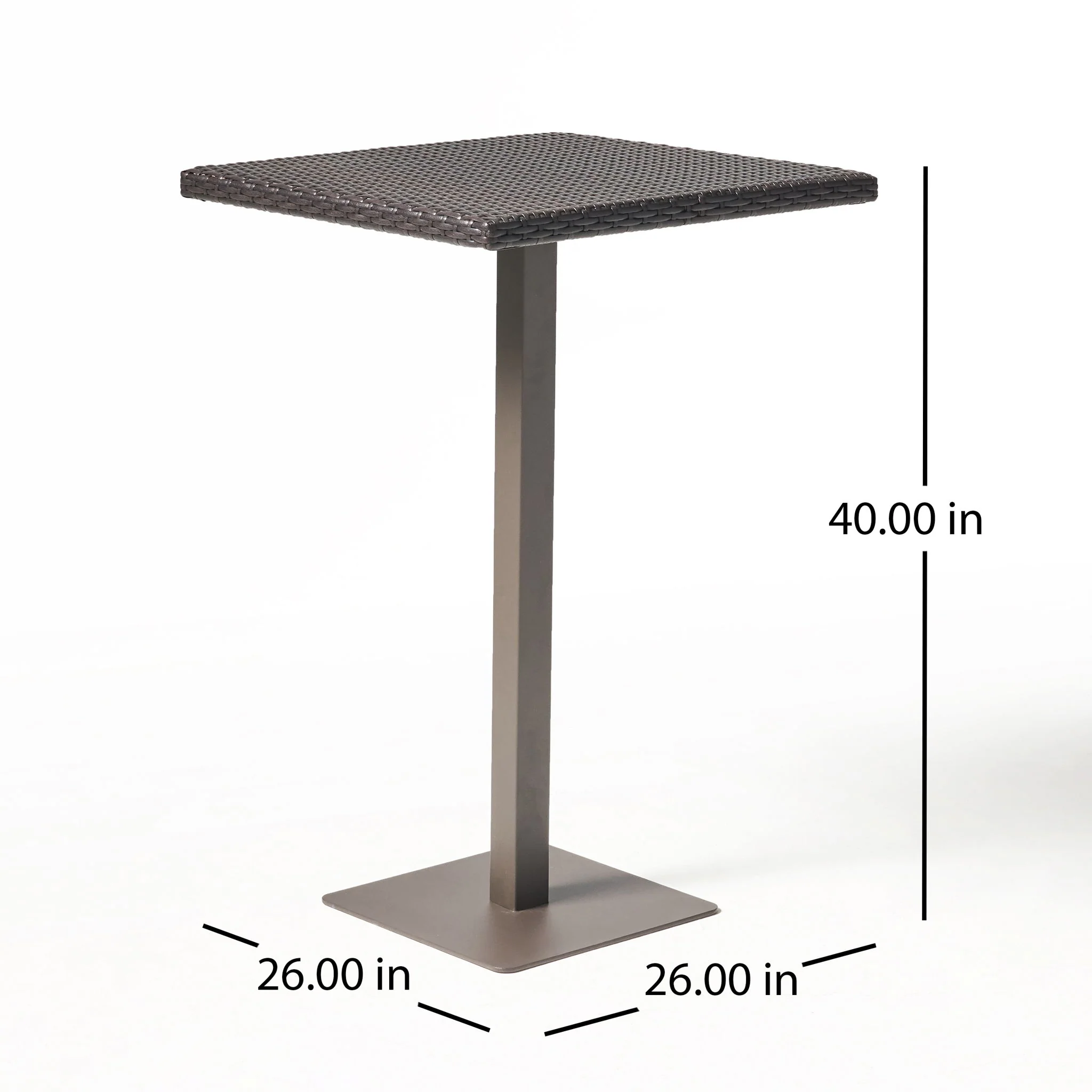 Outdoor Square Rattan Bar Table With Iron Frame - Multi Brown - Image 8