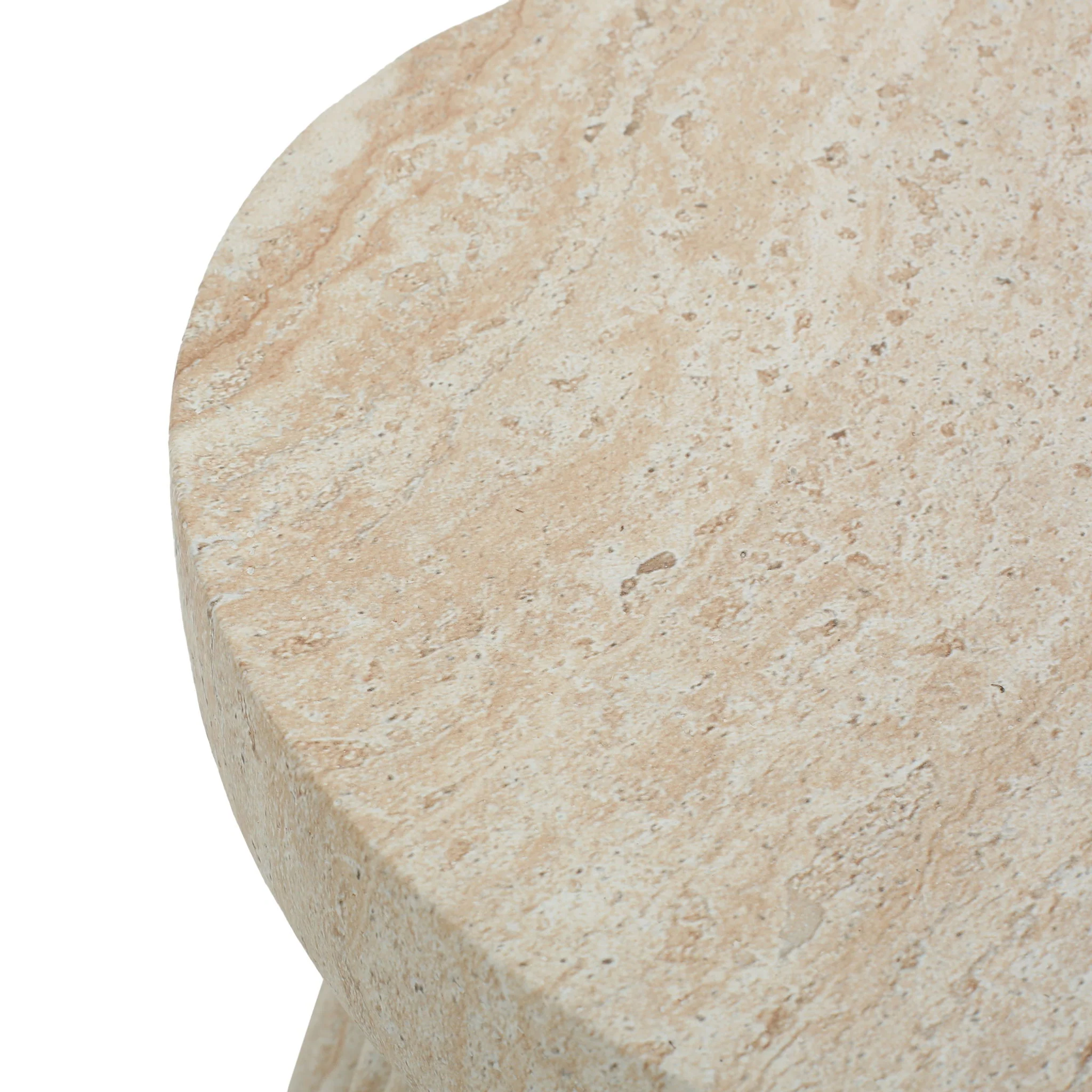 Outdoor Travertine Concrete Side Table - Beige - Image 4