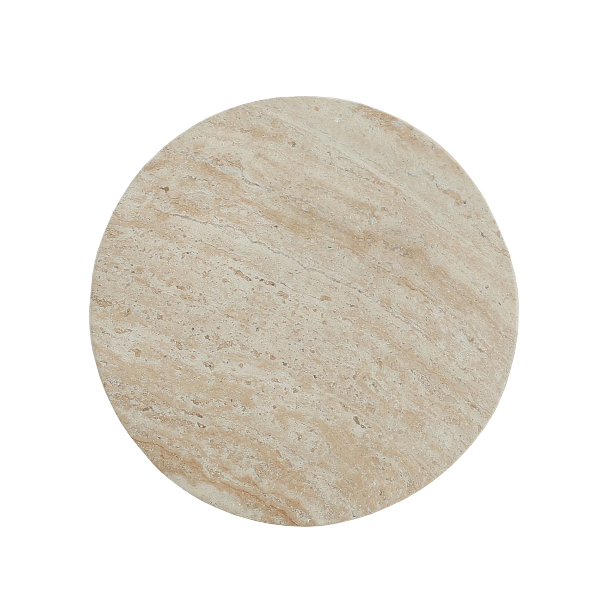 Outdoor Travertine Concrete Side Table - Beige - Image 8