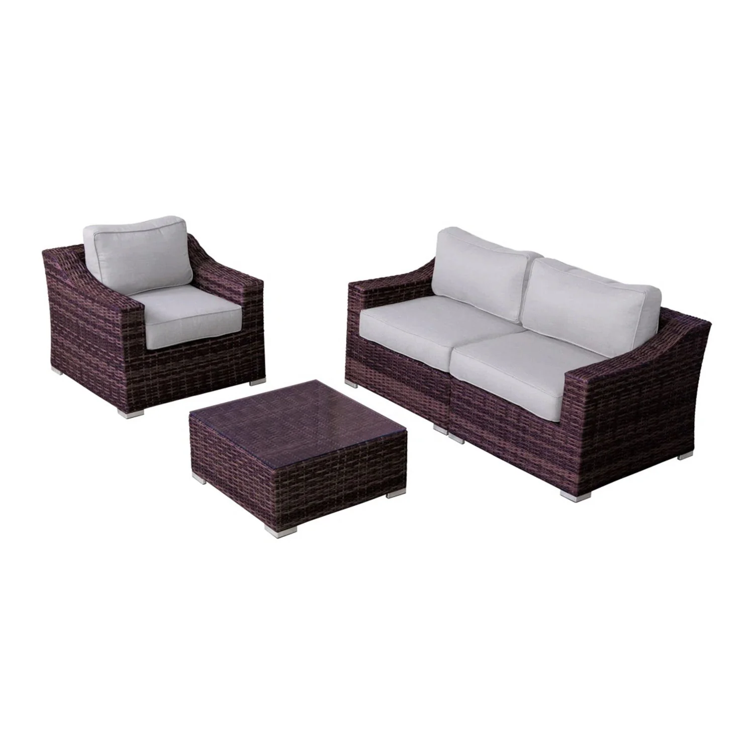 Outdoor Wicker Conversation Set With Cushions, All Weather - Image 33