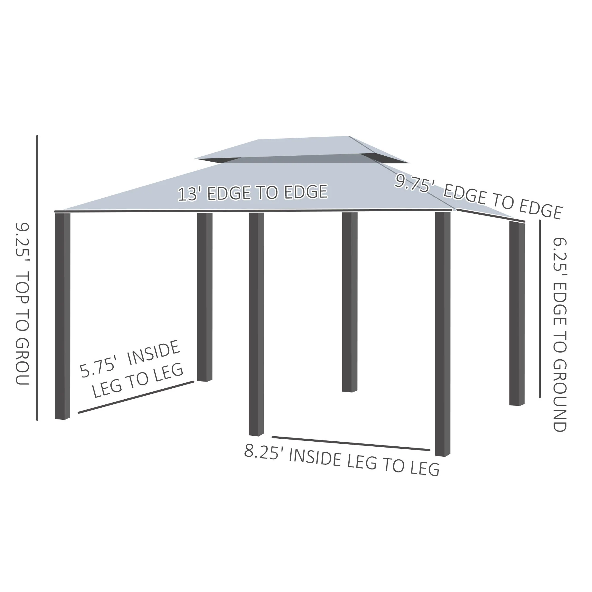 Outsunny - Patio Gazebo, Outdoor Gazebo Canopy Shelter With Curtains, Vented Roof, Steel Frame For Garden, Lawn, Backyard And Deck, - Sage Gray - Image 8