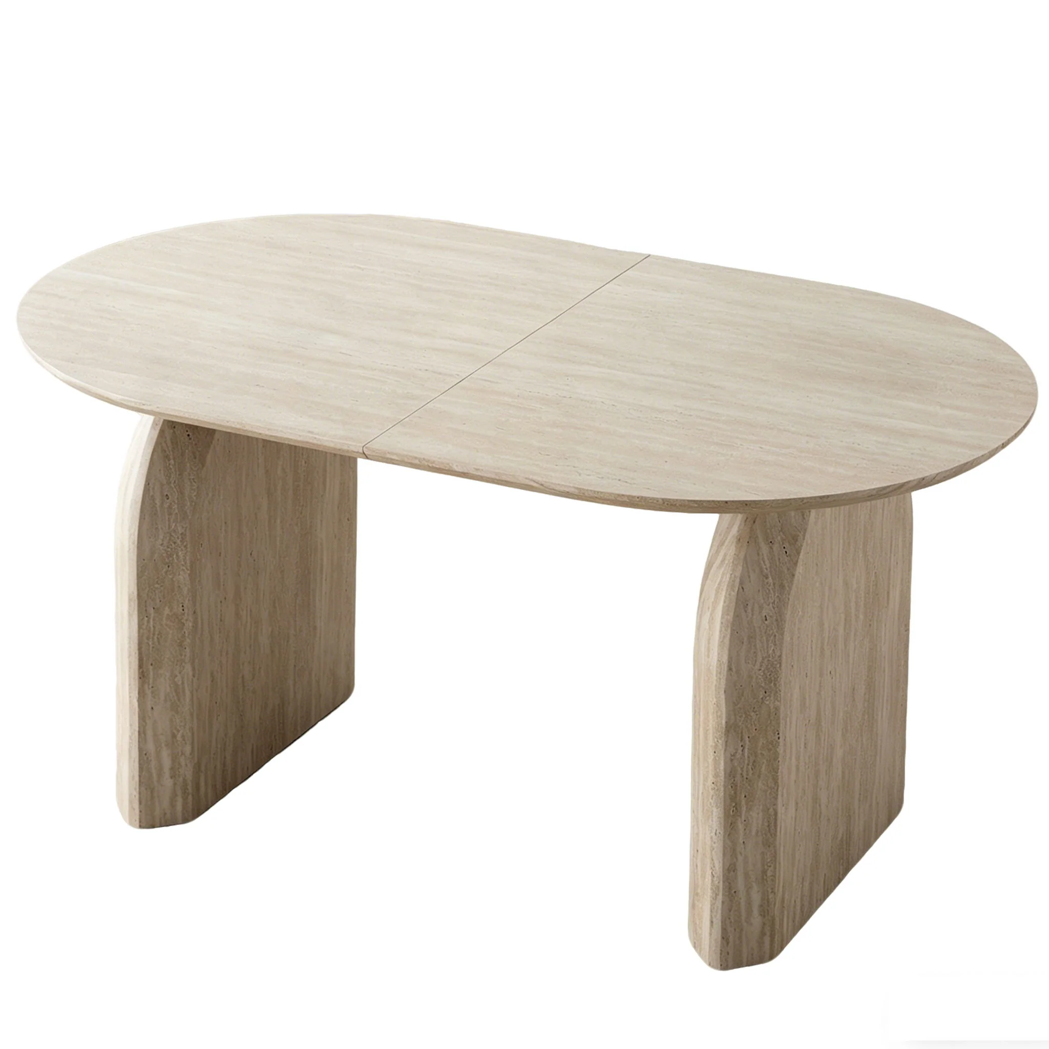 Oval Extendable Dining Table With Dual Pillar Design - Off White - Image 8