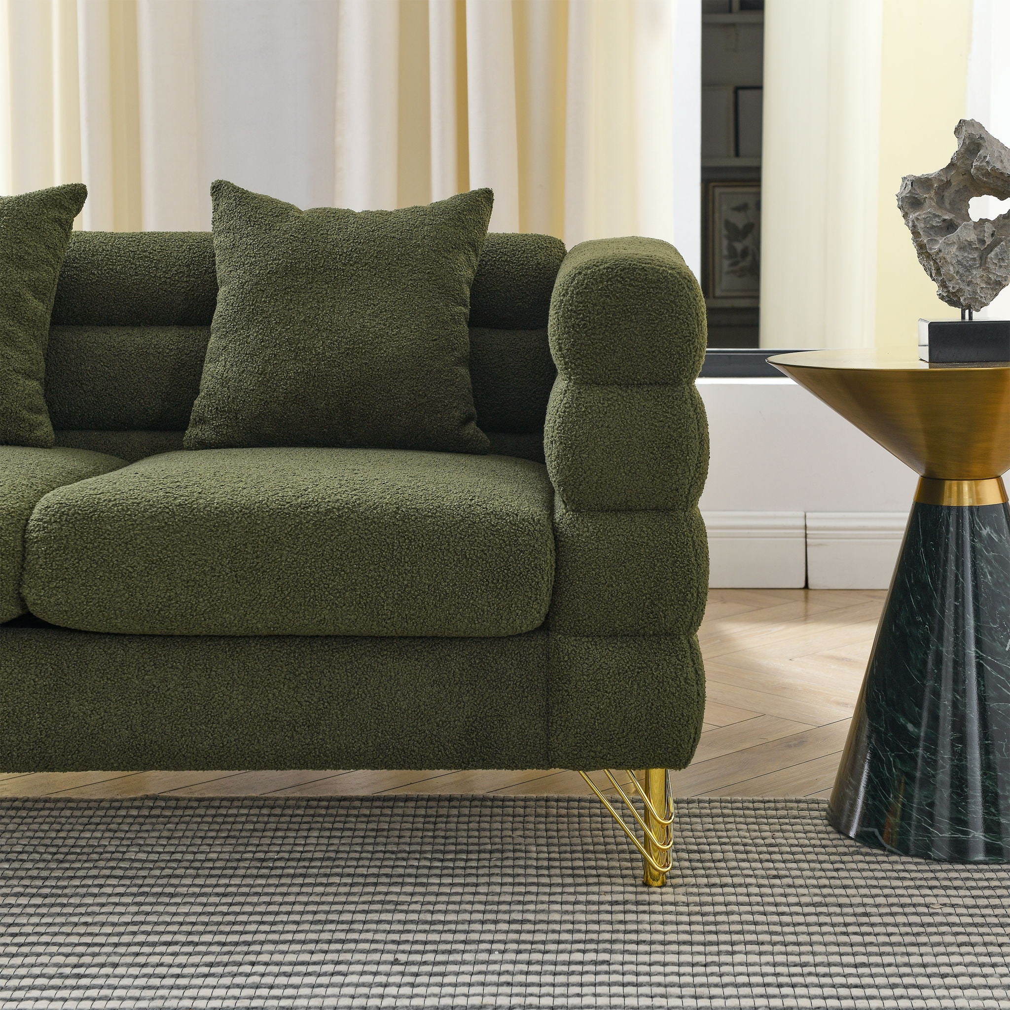 Oversized 2 Seater Sectional Sofa With Deep Seating And 2 Pillows - Image 10