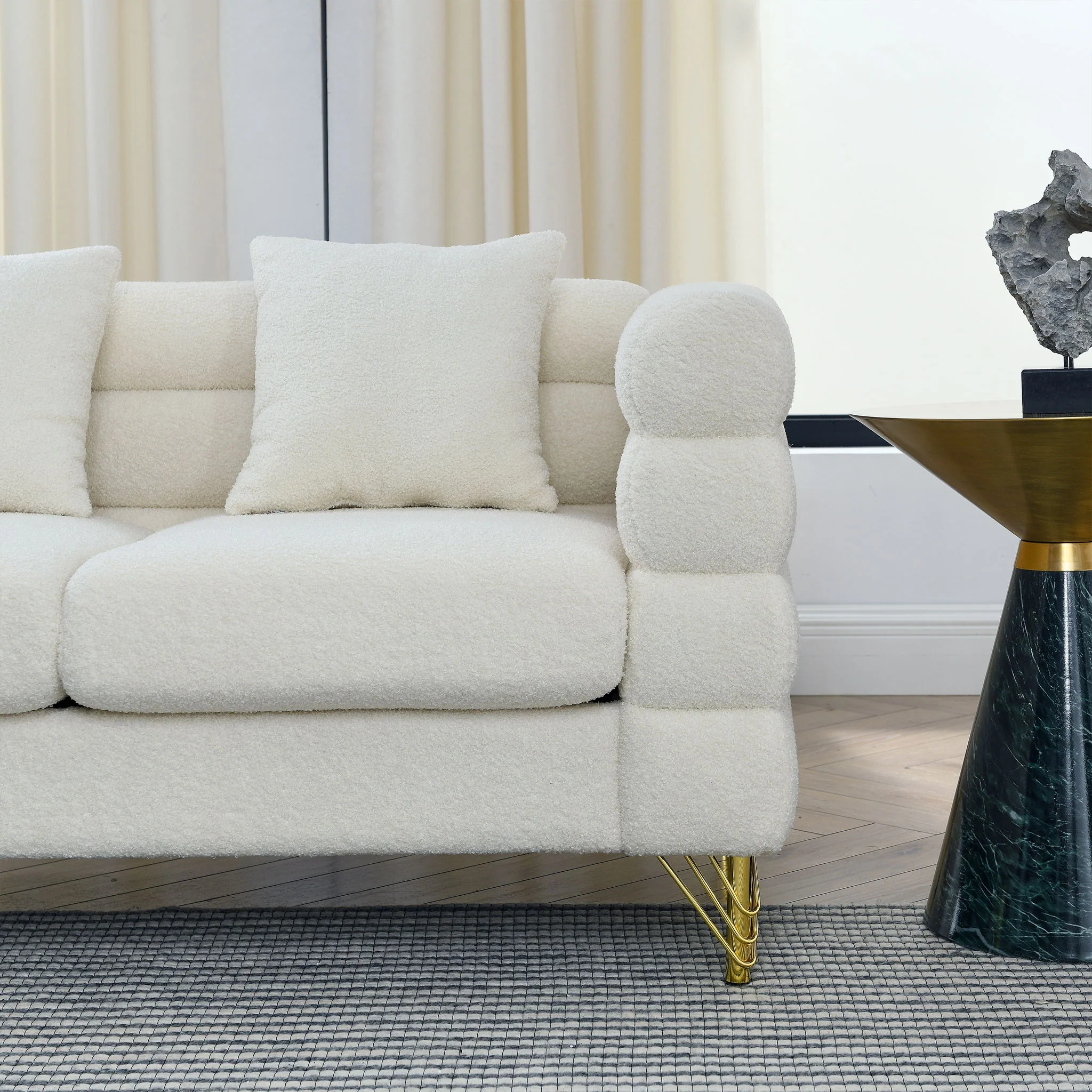 Oversized 2 Seater Sectional Sofa With Deep Seating And 2 Pillows - Image 13