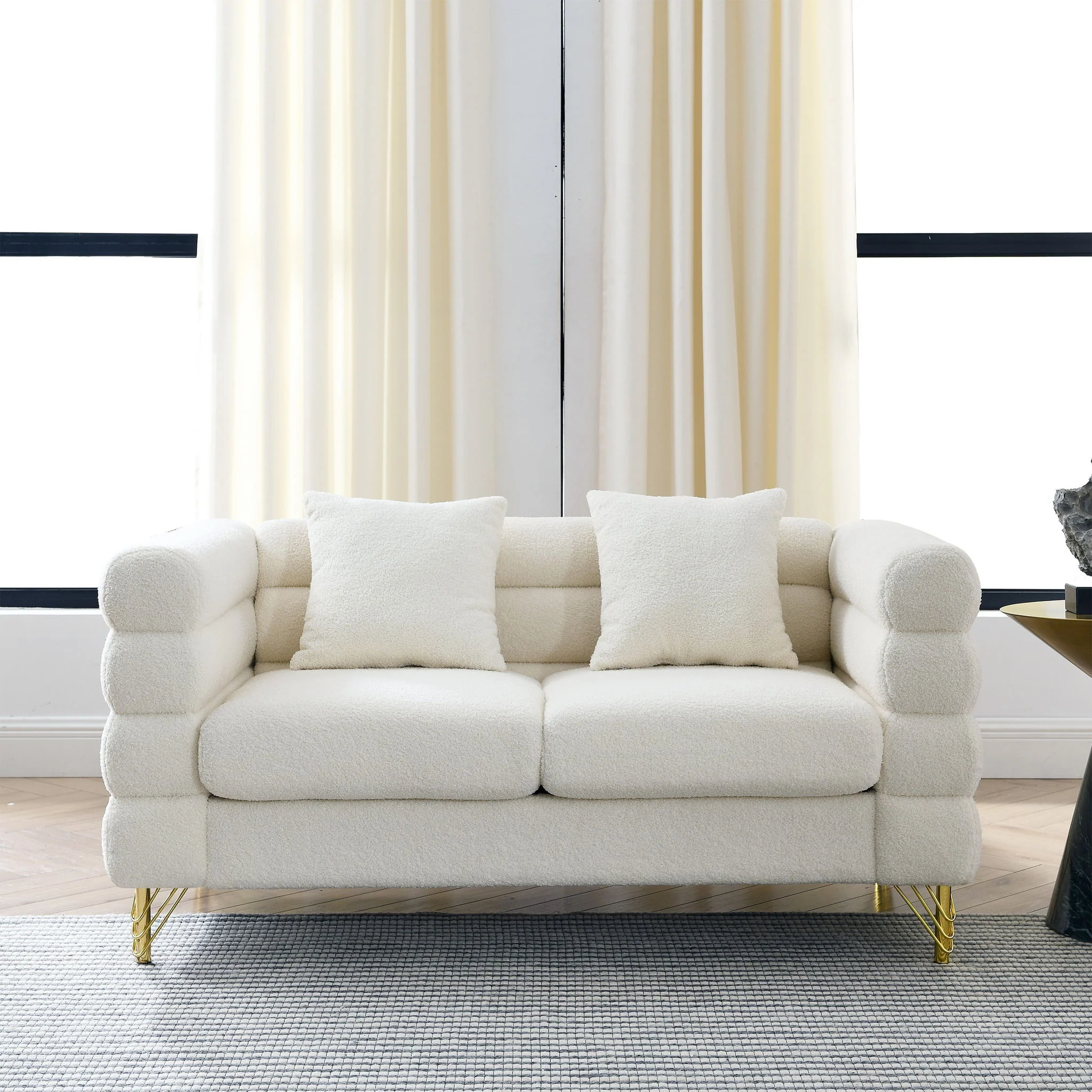 Oversized 2 Seater Sectional Sofa With Deep Seating And 2 Pillows - Image 14