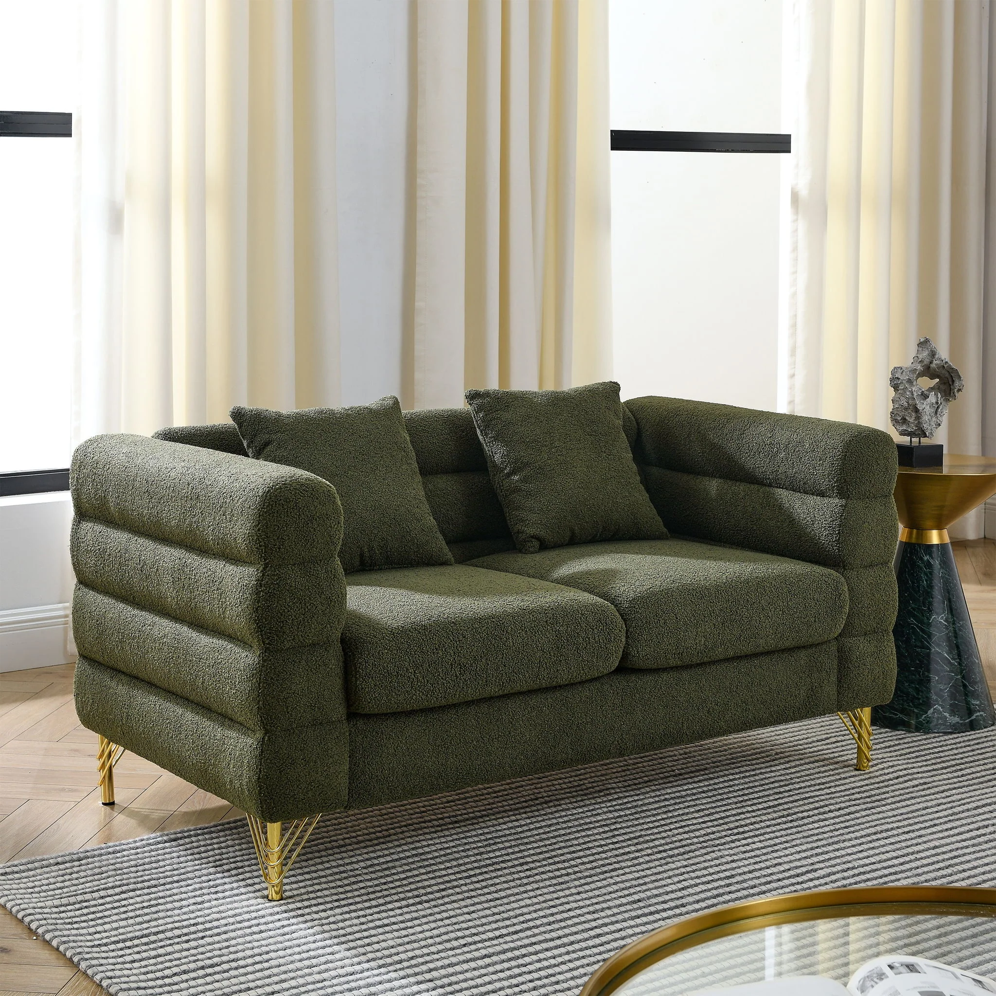Oversized 2 Seater Sectional Sofa With Deep Seating And 2 Pillows - Image 15