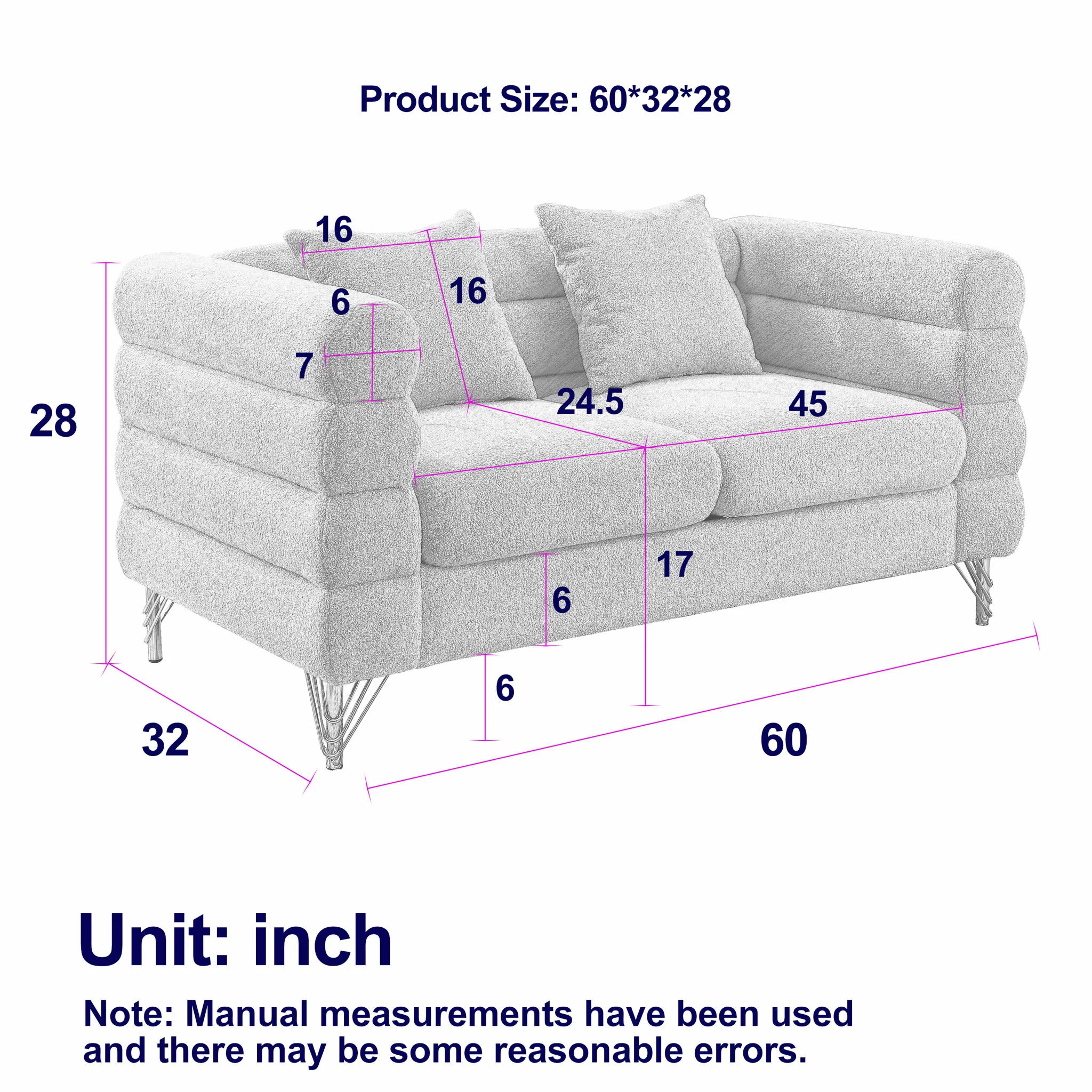 Oversized 2 Seater Sectional Sofa With Deep Seating And 2 Pillows - Image 3