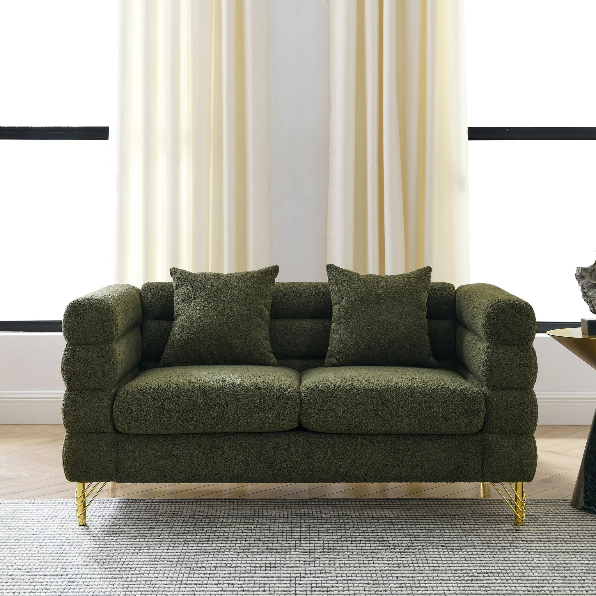 Oversized 2 Seater Sectional Sofa With Deep Seating And 2 Pillows - Image 7