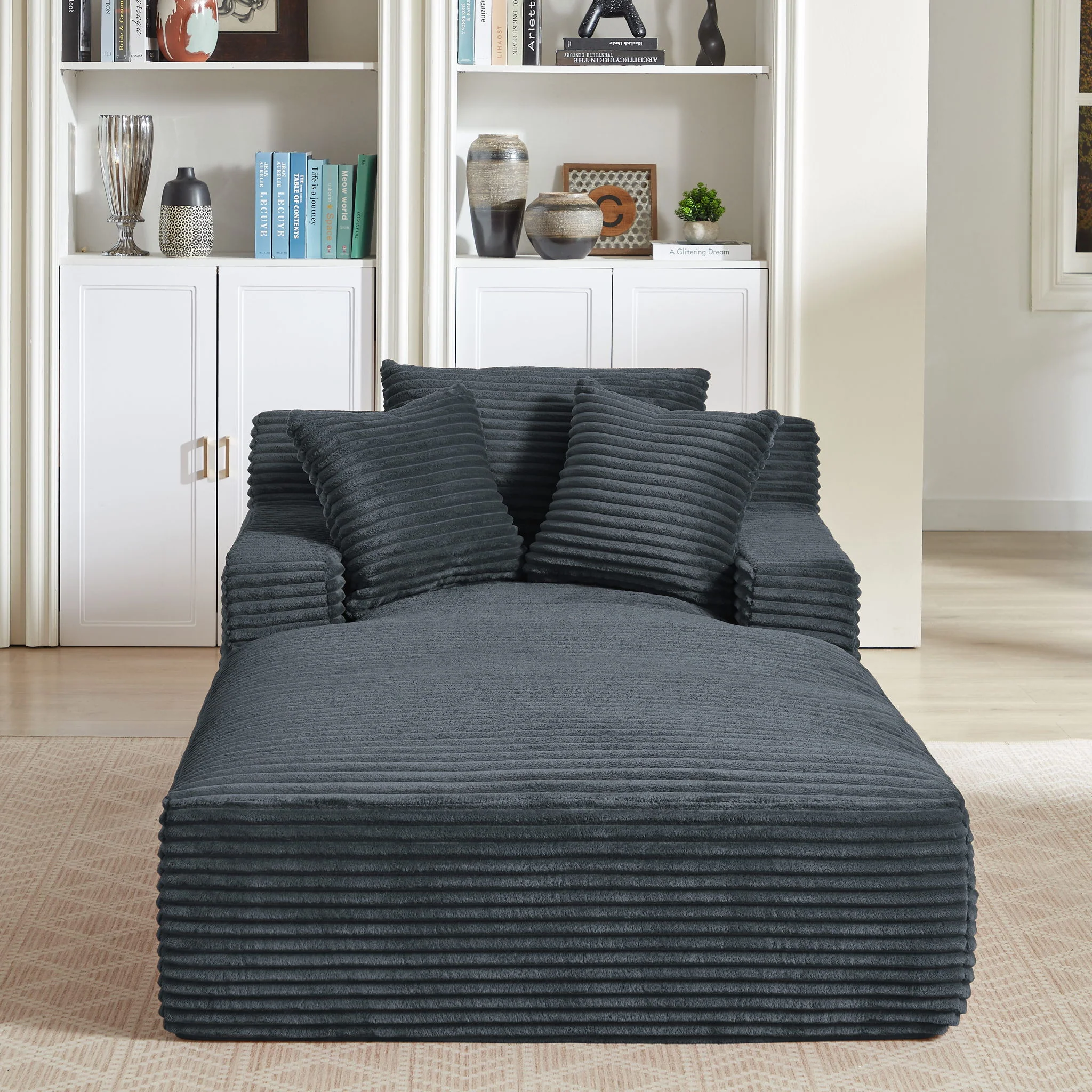 Oversized Chaise Lounge Chair Indoor For Living Room - Dark Gray - Image 3