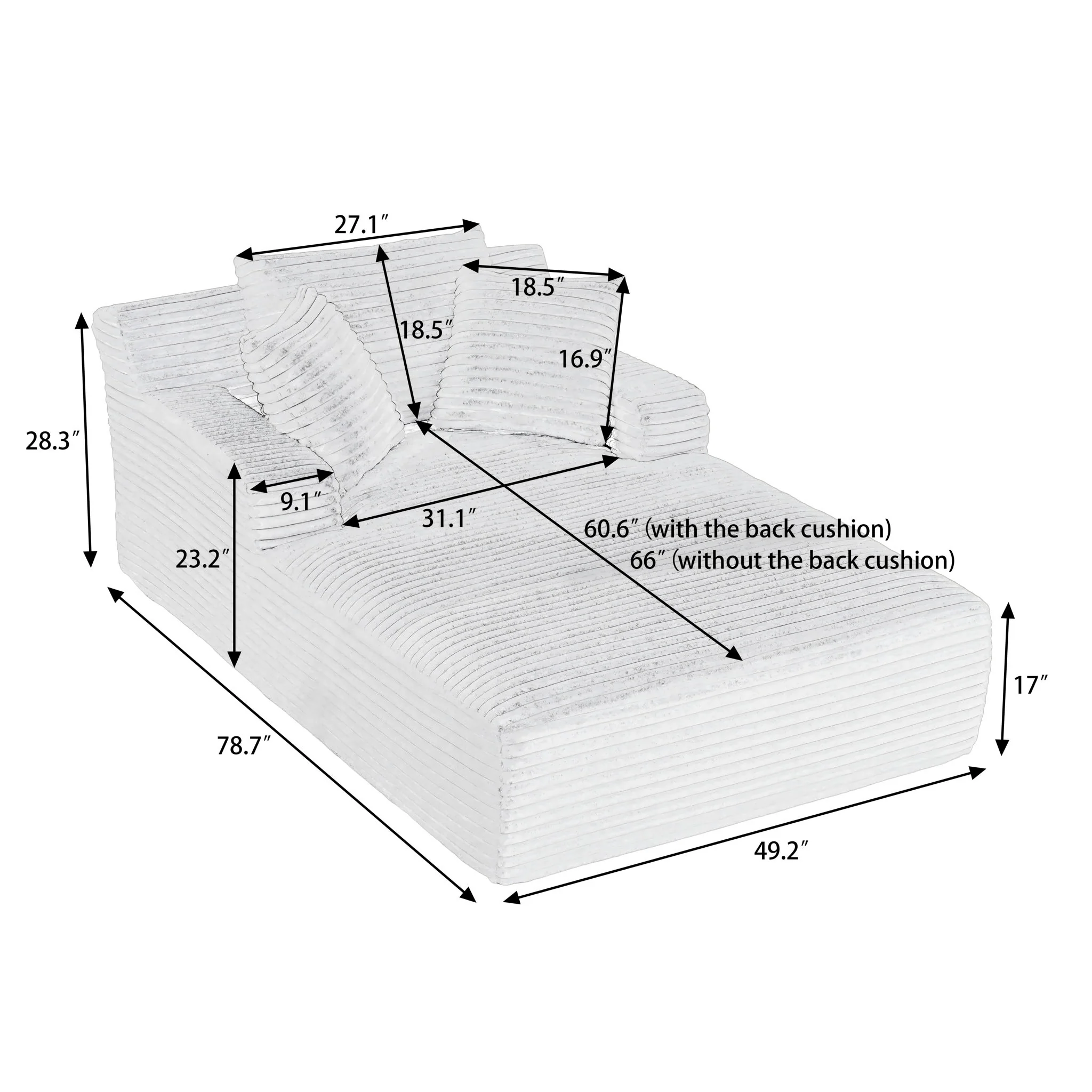 Oversized Chaise Lounge Chair Indoor For Living Room - Dark Gray - Image 5