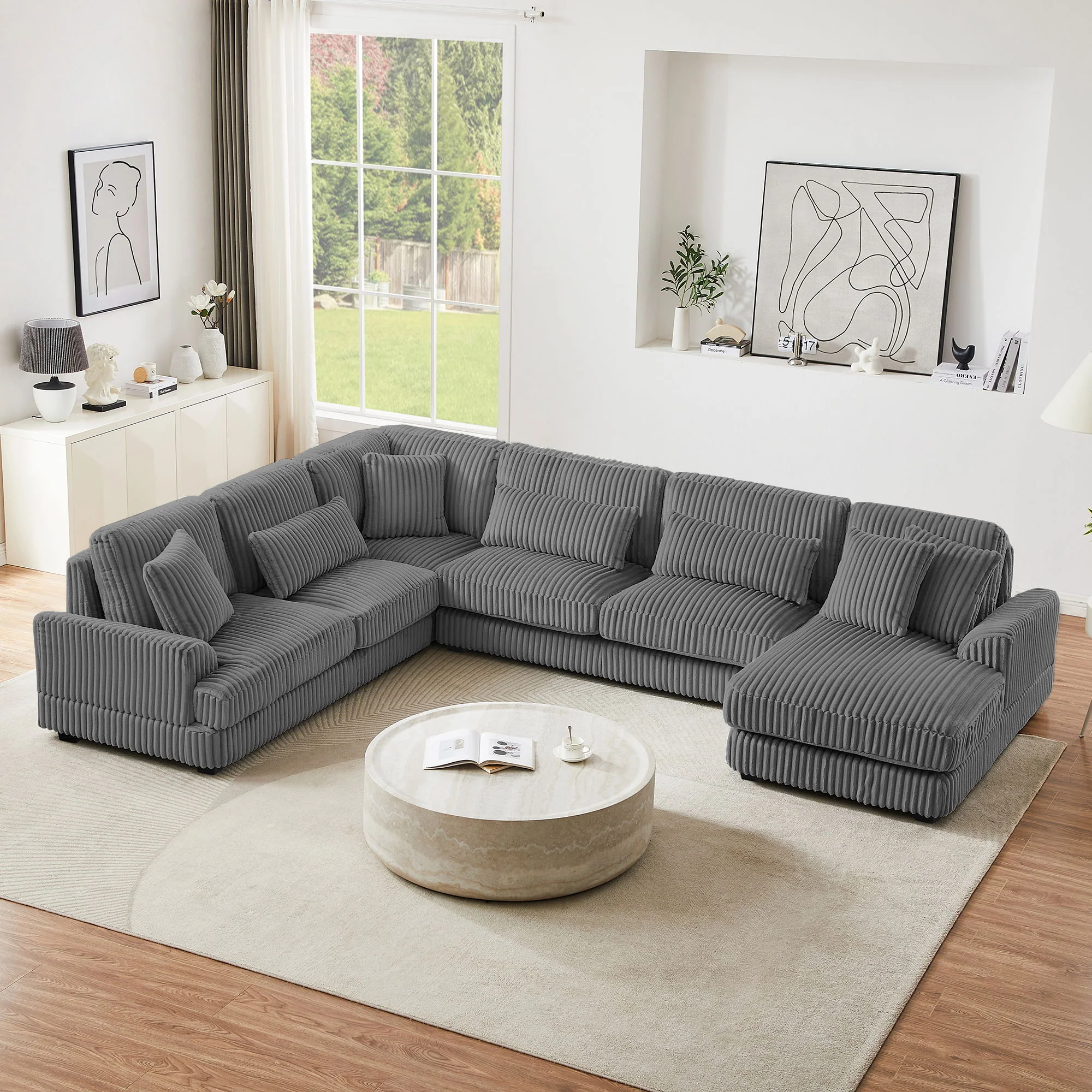 Oversized Sectional Sofa U - Shaped Sofa Couch Modern Sofa Upholstered In Soft With A Chaise Lounge For Living Room - Image 31