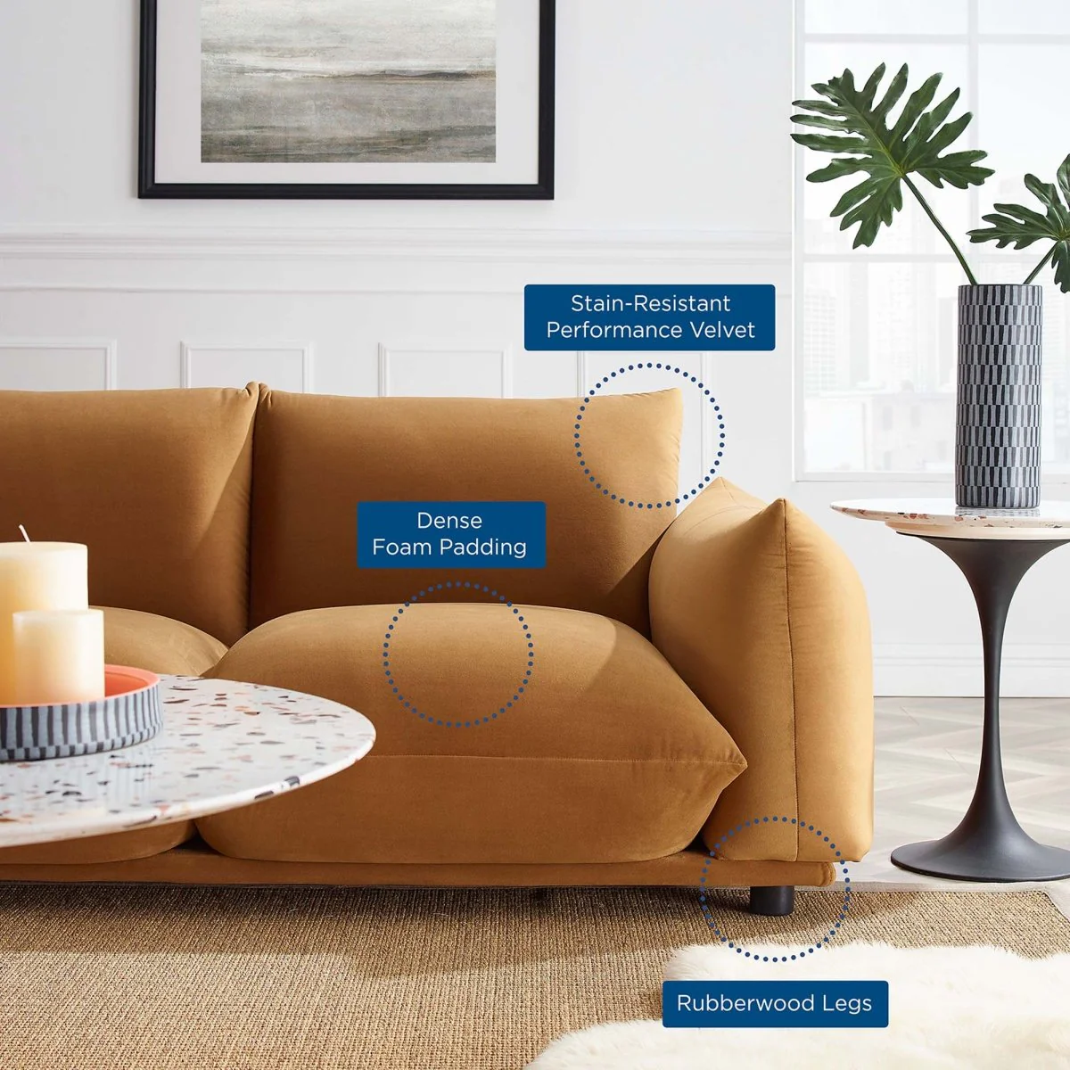 Overstuffed Performance Velvet Sofa - Image 2