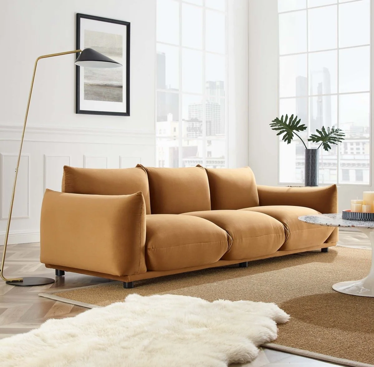Overstuffed Performance Velvet Sofa - Image 5