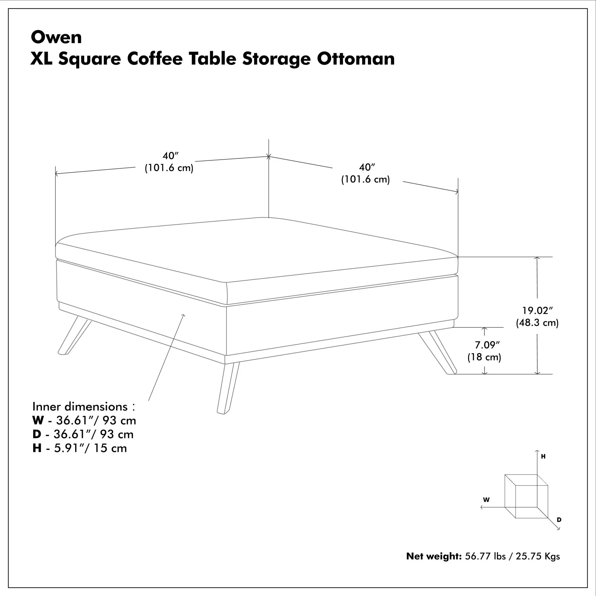 Owen - Multifunctional Square Coffee Table Storage Ottoman - Image 37