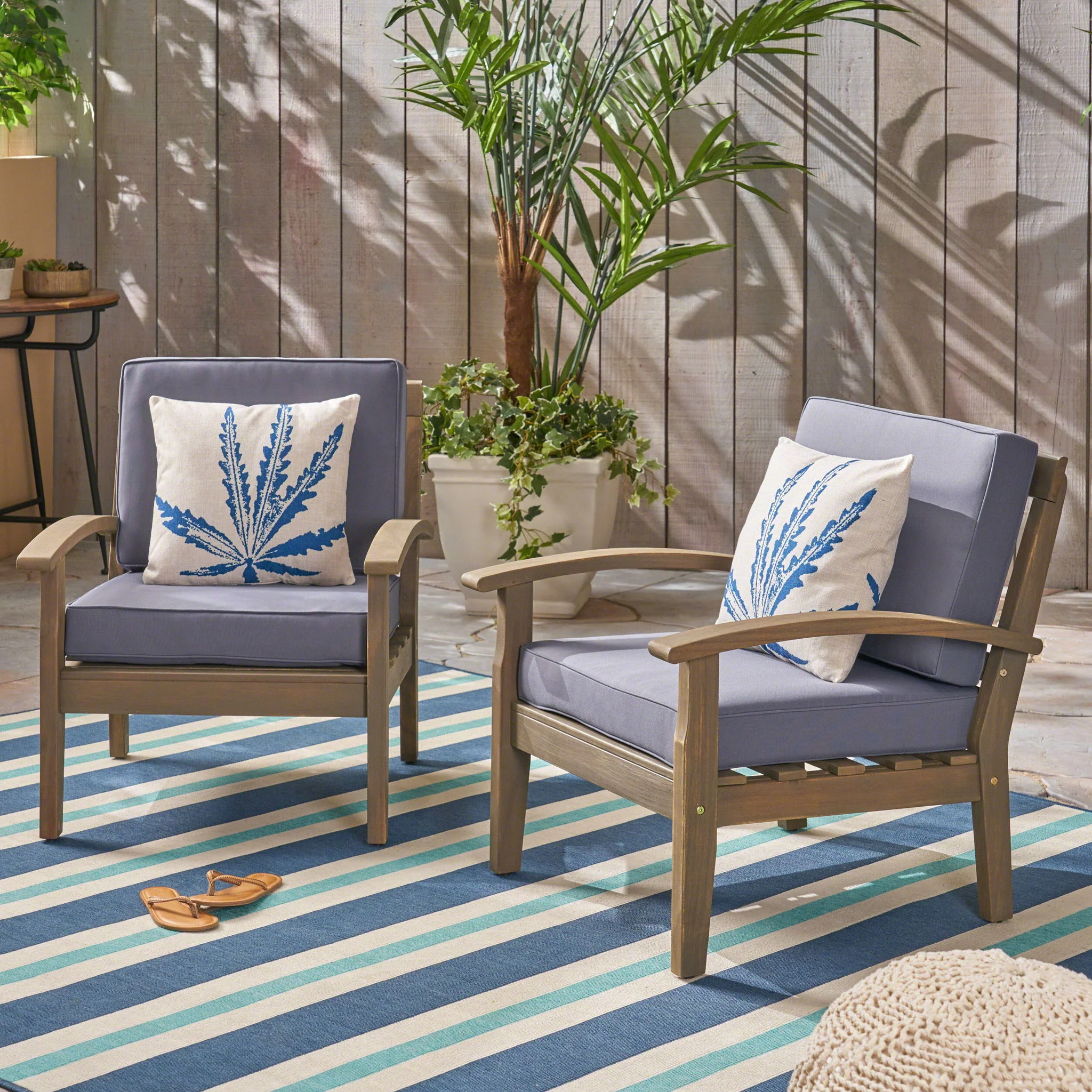 Peyton Club Chair Outdoor Seating Acacia Wood 32.25 X 28.00 X 31.25" - Image 6
