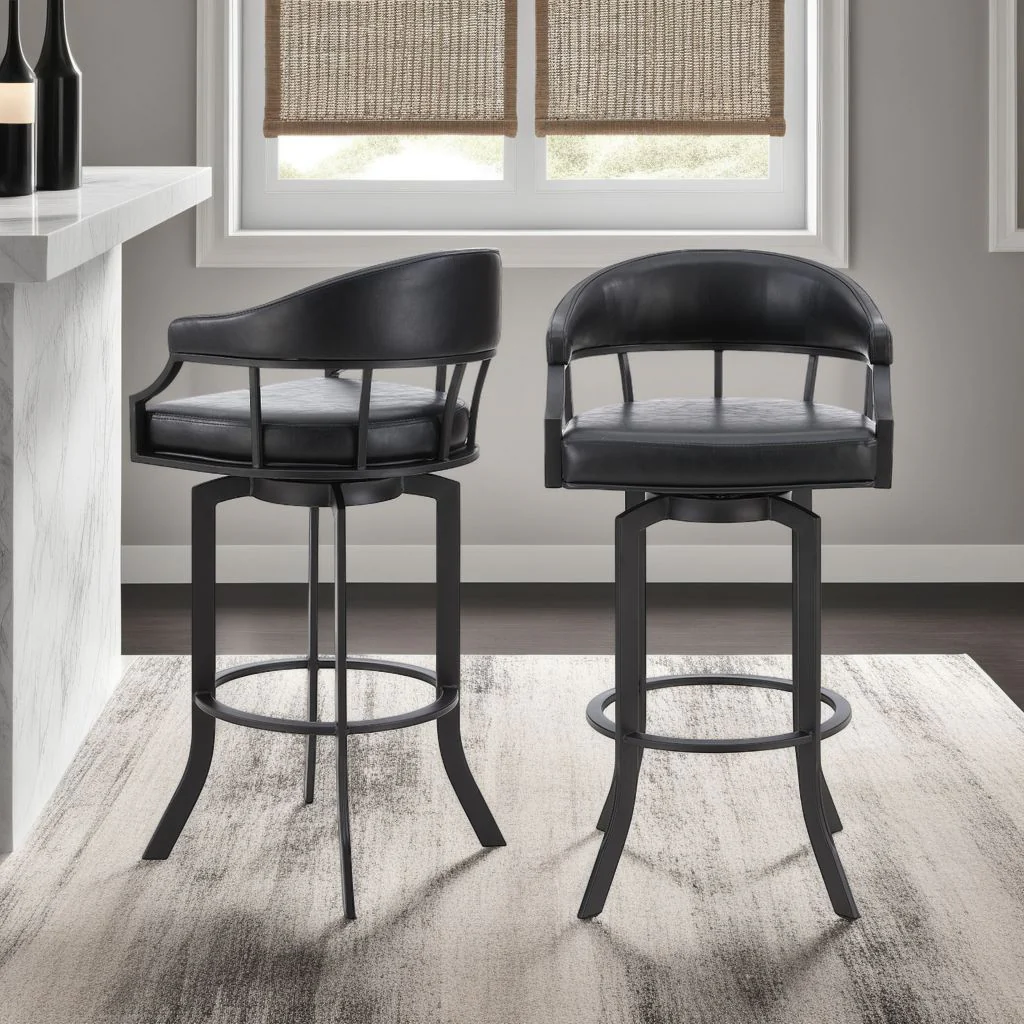 Pharaoh - Swivel Powder Coated And Faux Leather Metal Bar Stool - Image 8