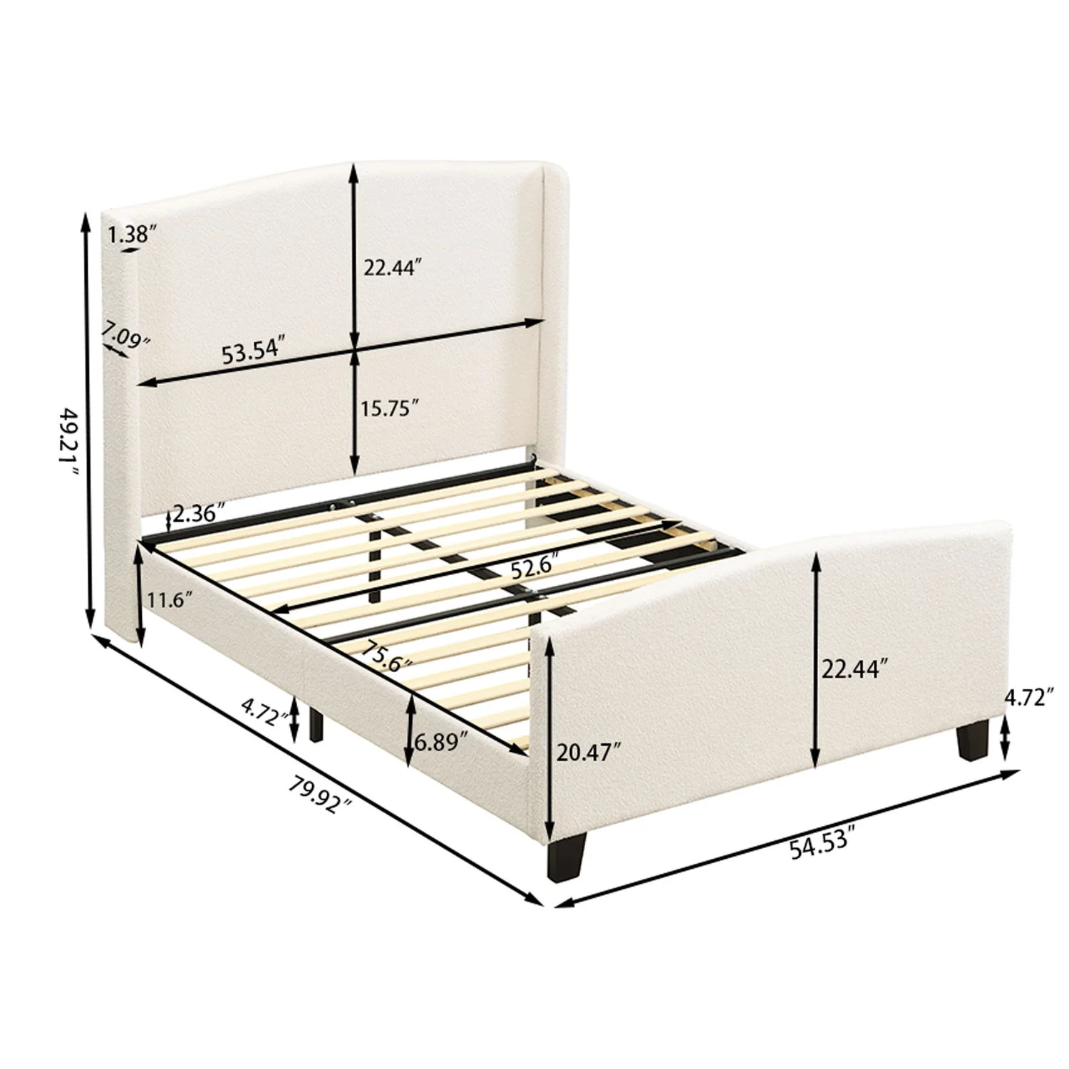 Platform Bed Frame With Tall Headboard And High Footboard - Image 42