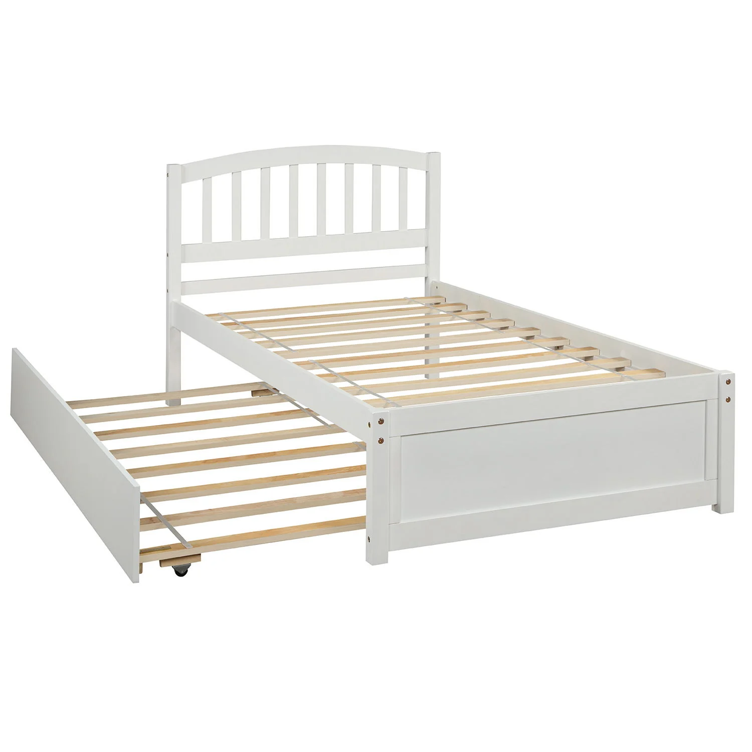 Platform Bed Wood Bed Frame With Trundle - Image 15
