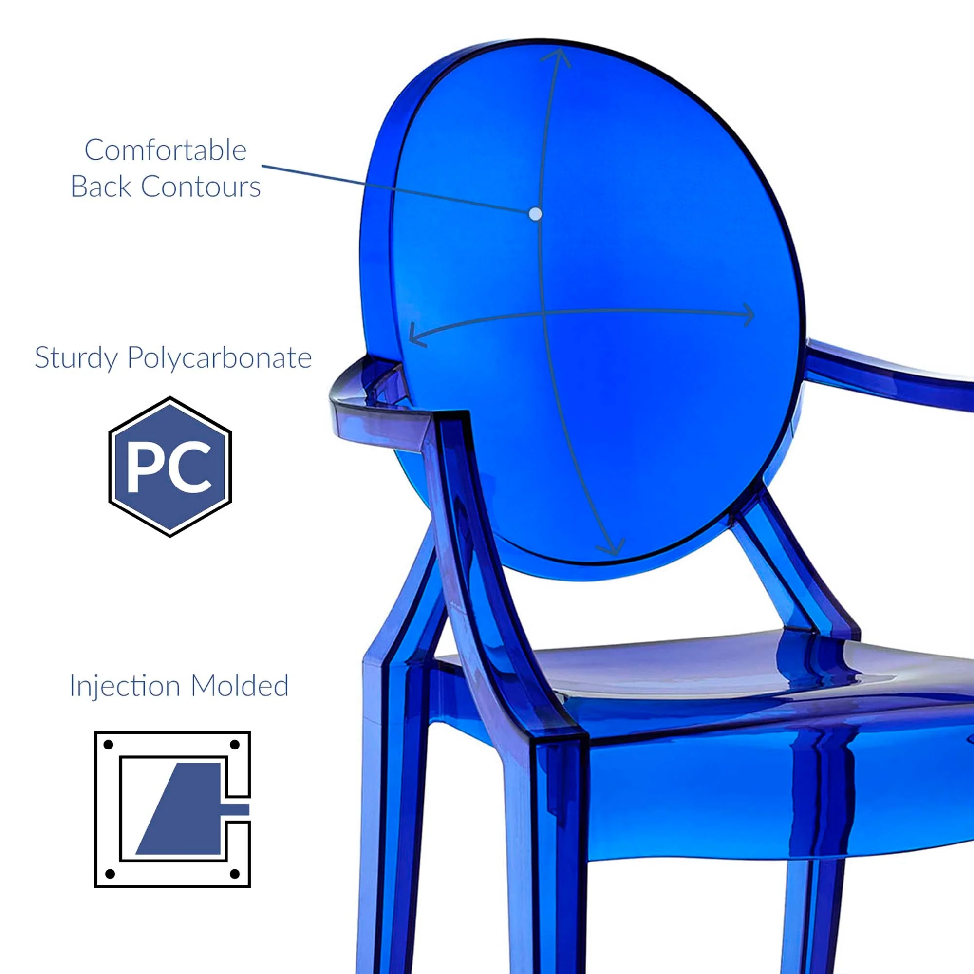 Polycarbonate Stackable Indoor-Outdoor Dining Armchair - Image 11