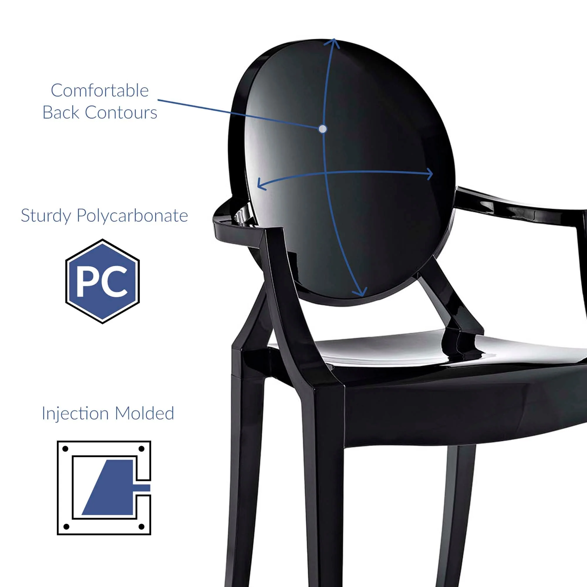Polycarbonate Stackable Indoor-Outdoor Dining Armchair - Image 5