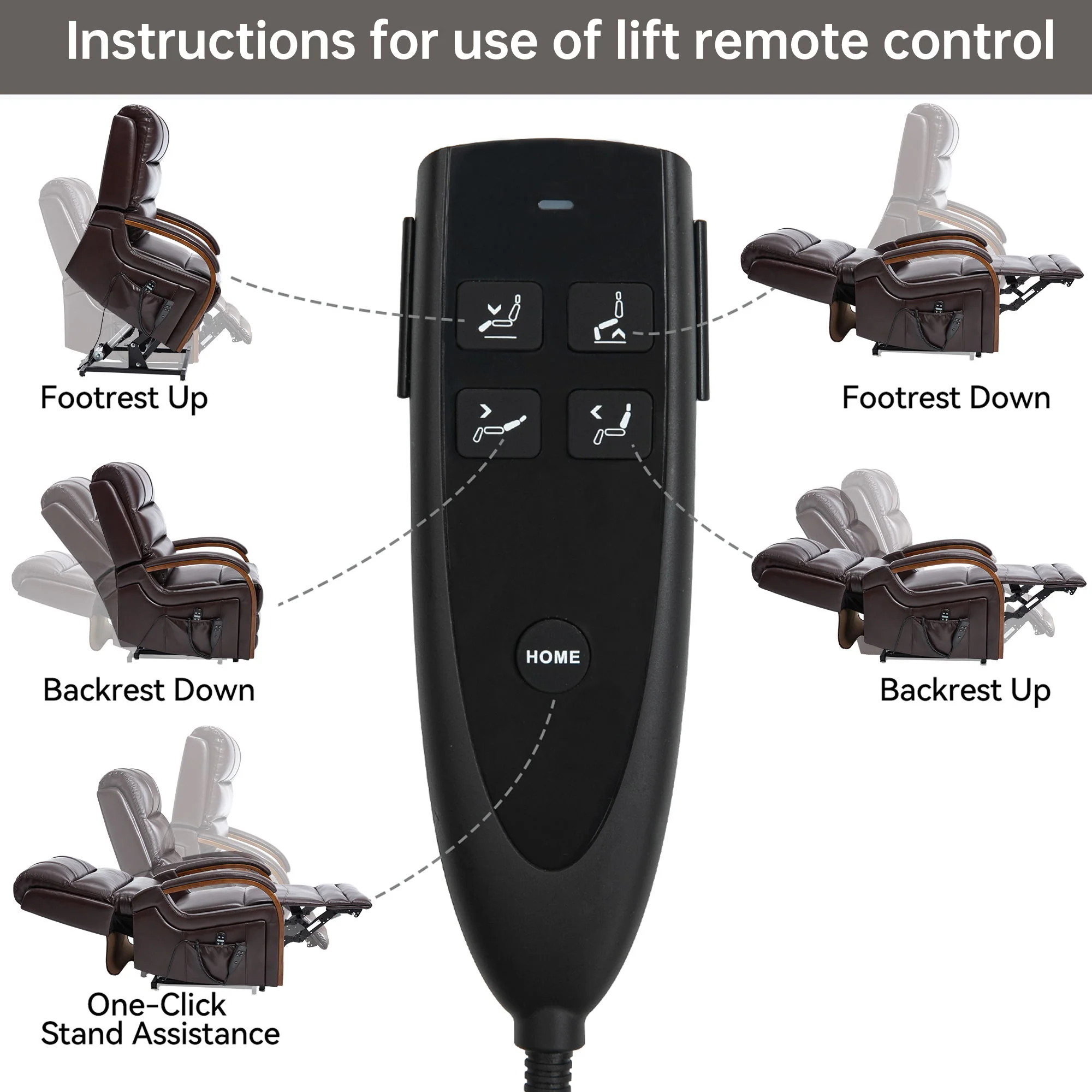 Power Lift Recliner Chair Dual Motor Infinite Position With Heat Massage And Heavy Duty Motion Mechanism - Brown - Image 6