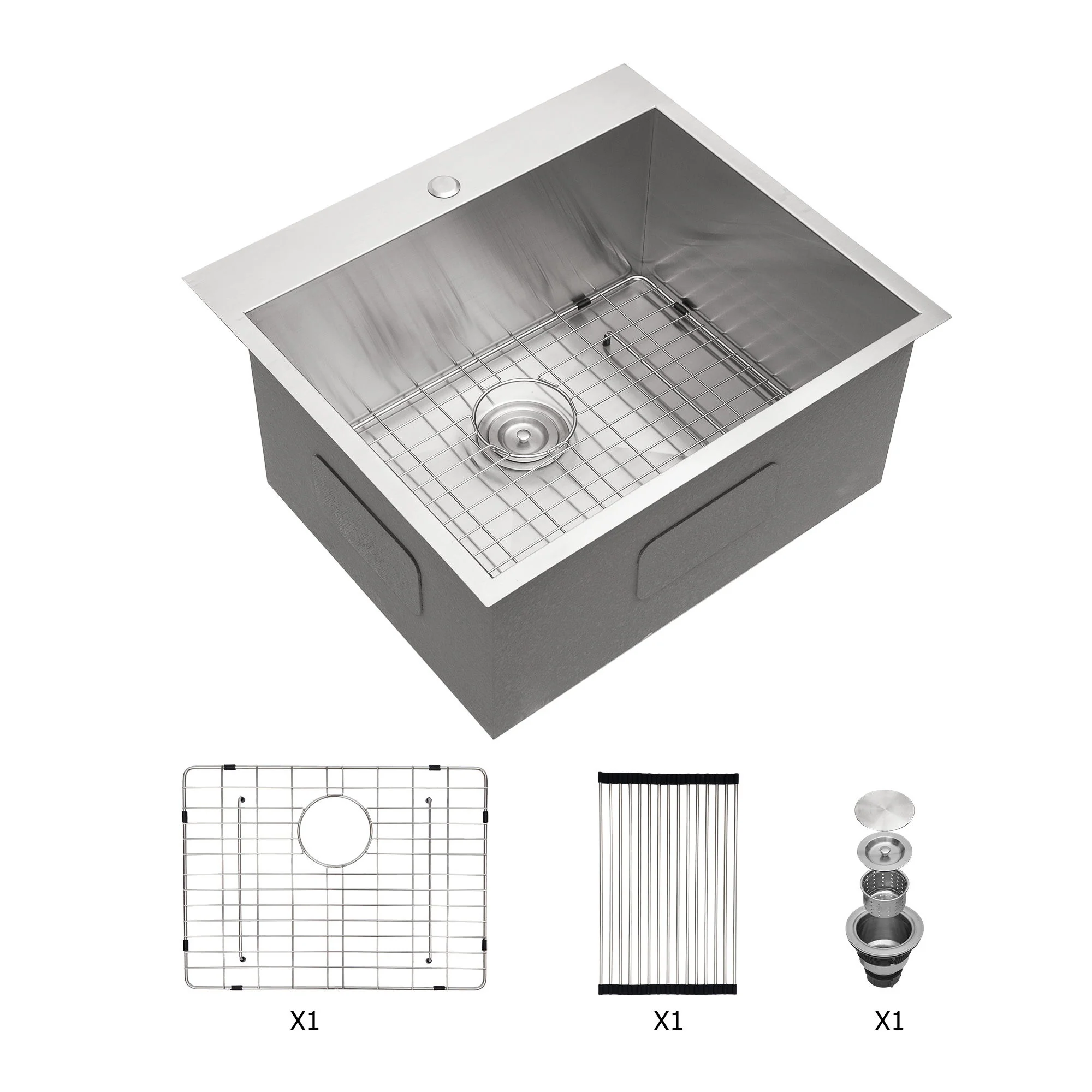 Premium Laundry Drop In Utility Sink 16 Gauge Stainless Steel, Topmount - Image 2