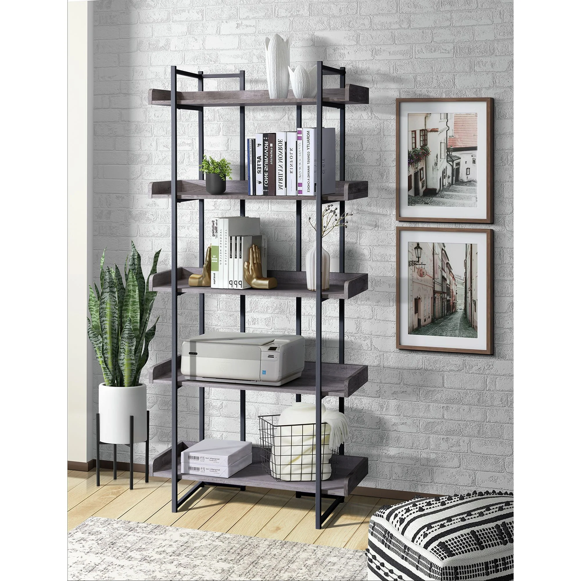 Preston - 2 Piece Desk And Bookshelf Set - Gray - Image 5