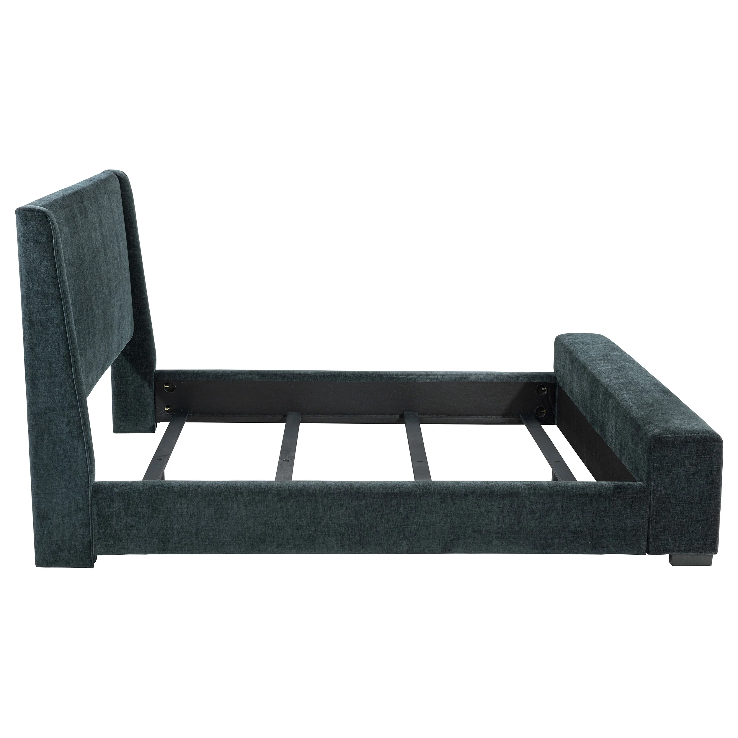 Preston Upholstered Eastern King Bed with Flame Visualizer - Dark Blue - Image 10